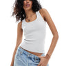 4th & Reckless premium knitted rib embroidered logo tank top in light grey