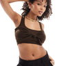 4th & Reckless ribbed knot detail cropped top in brown