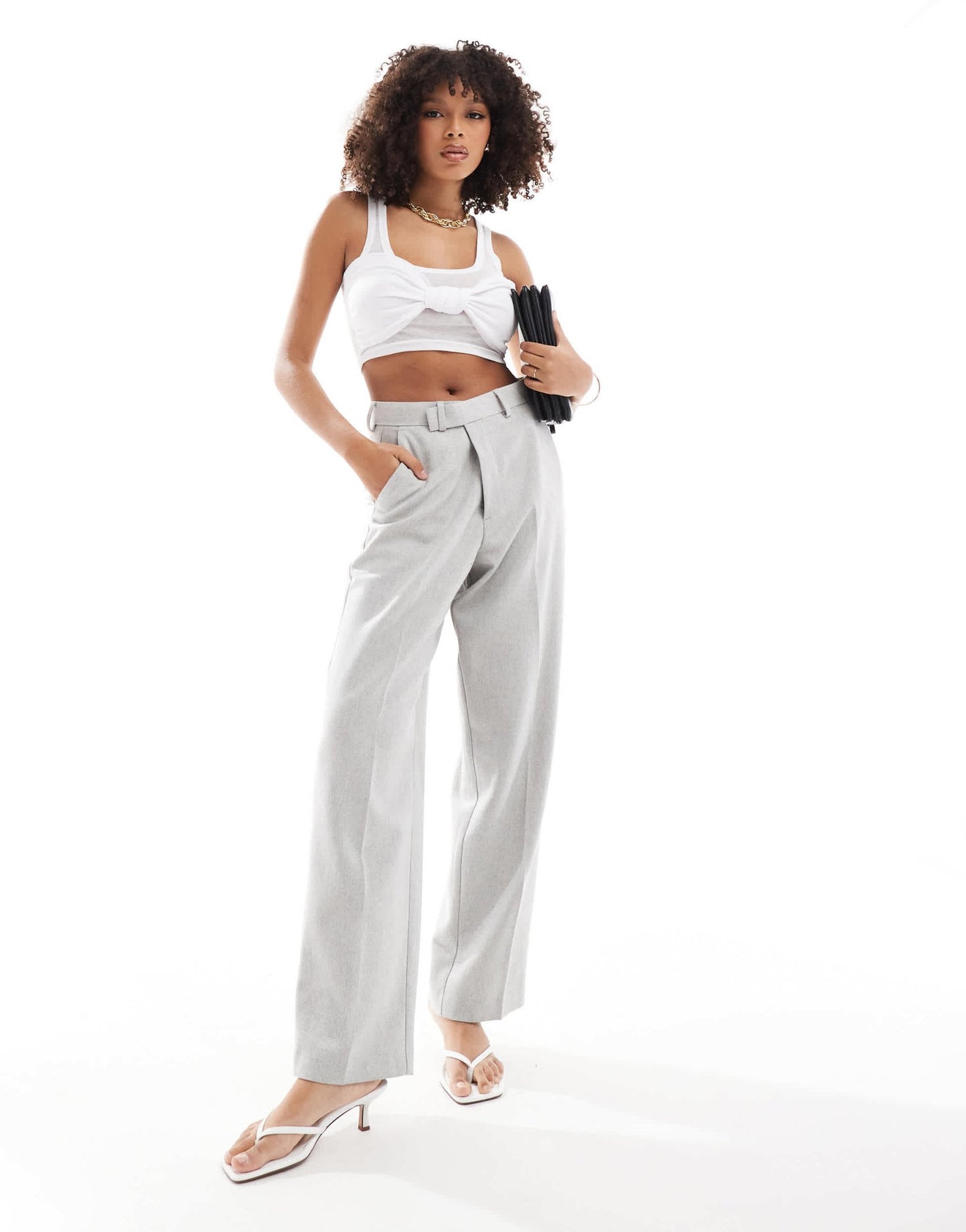 4th & Reckless ribbed knot detail cropped top in white - ASOS Sample Sale EU Store