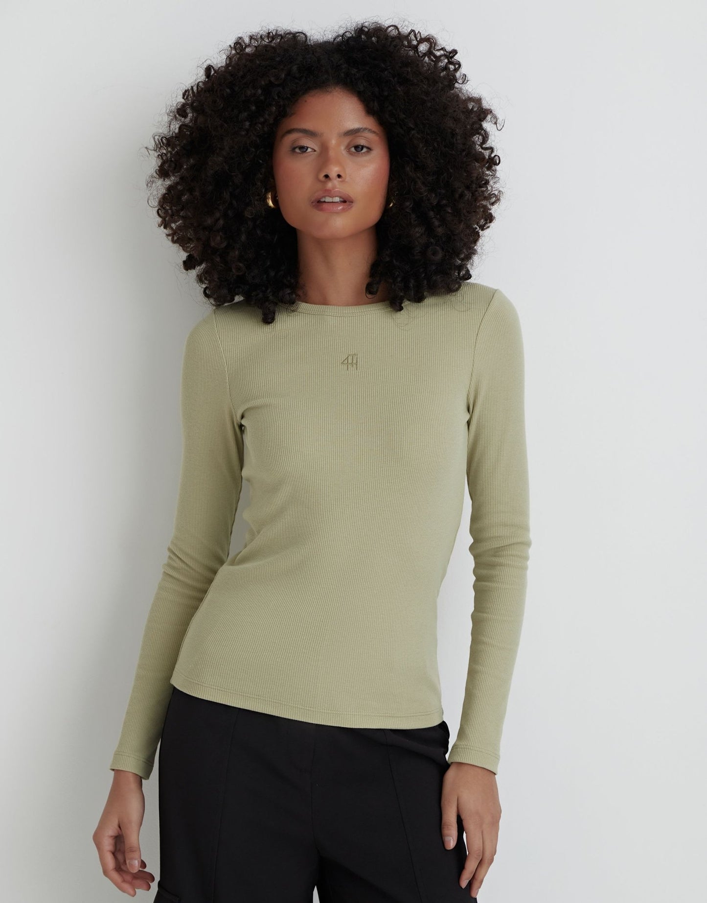 4th & Reckless ribbed logo top in sage - ASOS Sample Sale EU Store