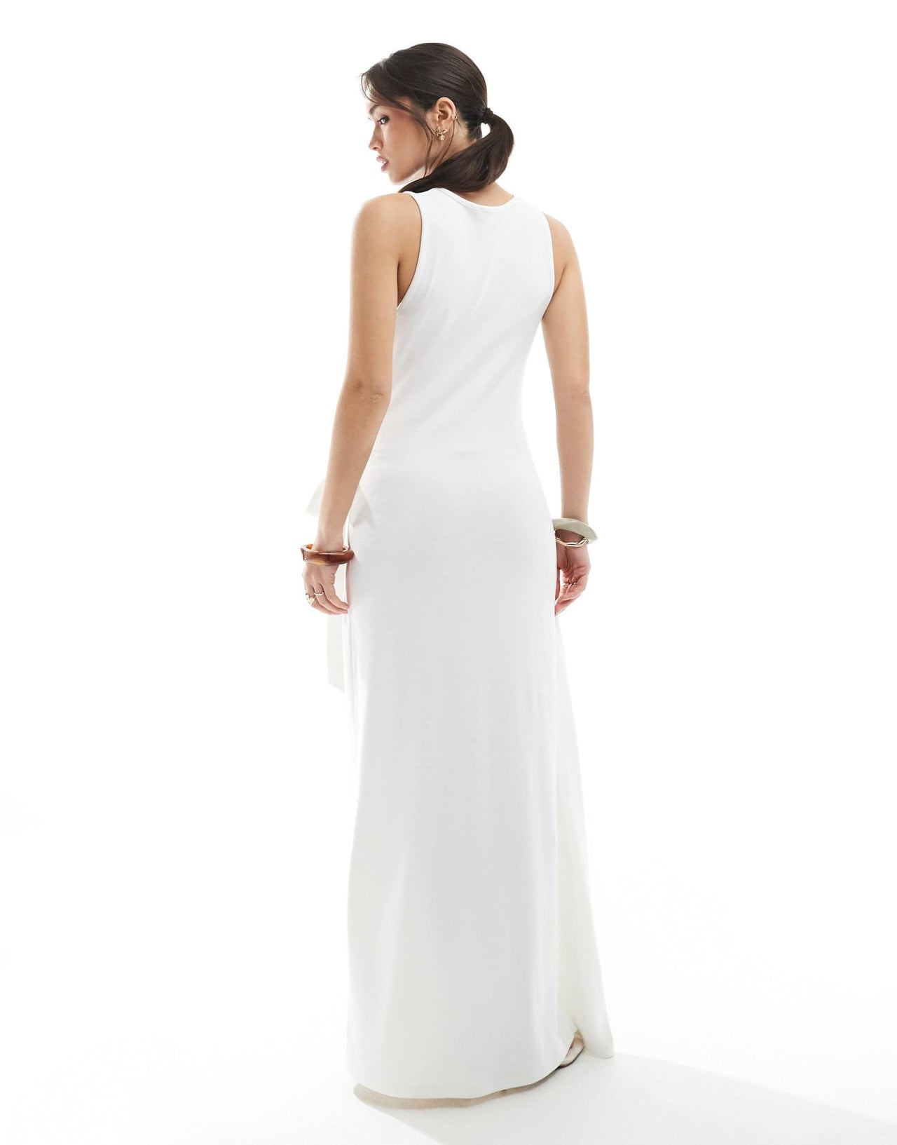 4th & Reckless sleeveless drape tie side maxi dress in white - ASOS Sample Sale EU Store