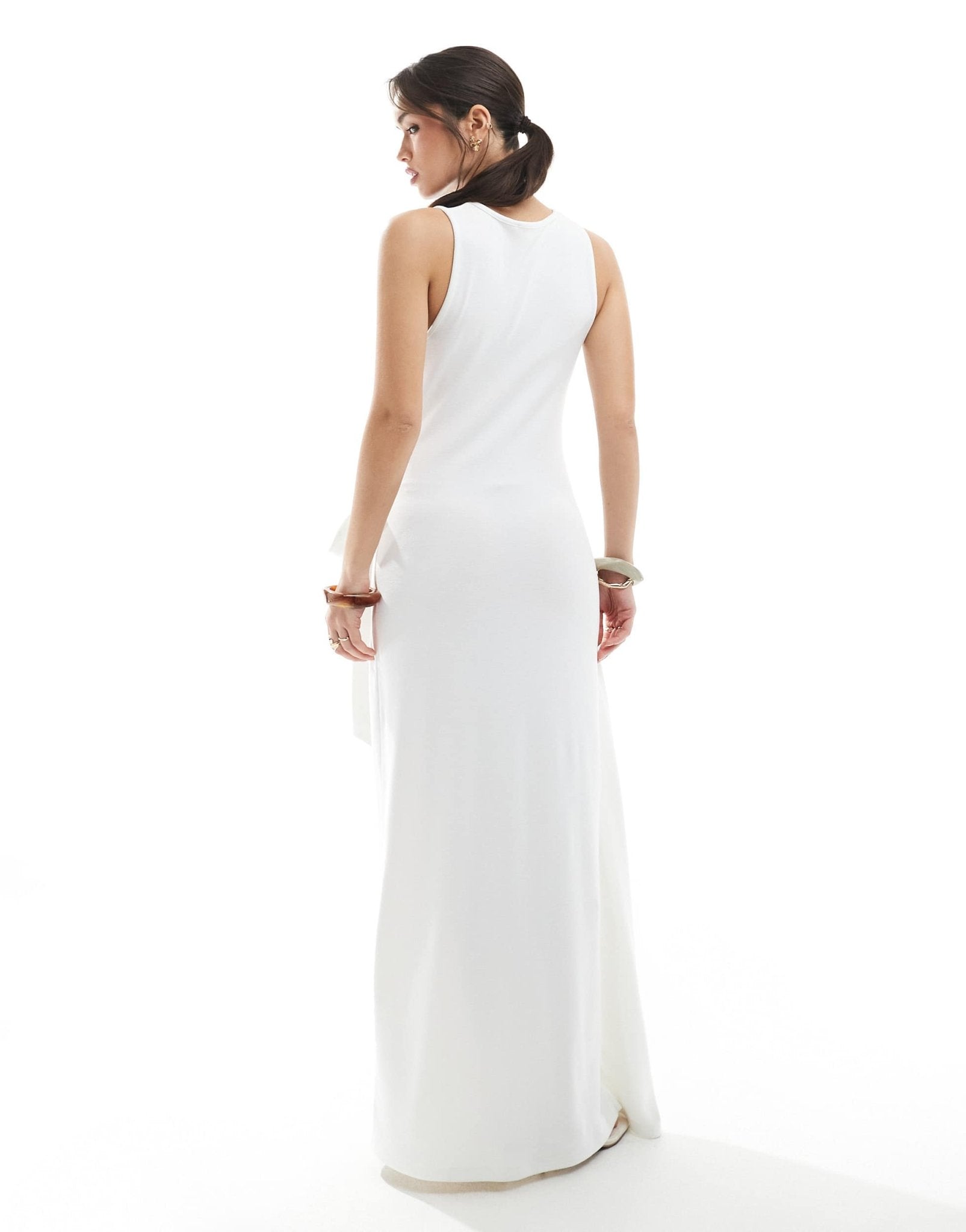 4th & Reckless sleeveless drape tie side maxi dress in white - ASOS Sample Sale EU Store