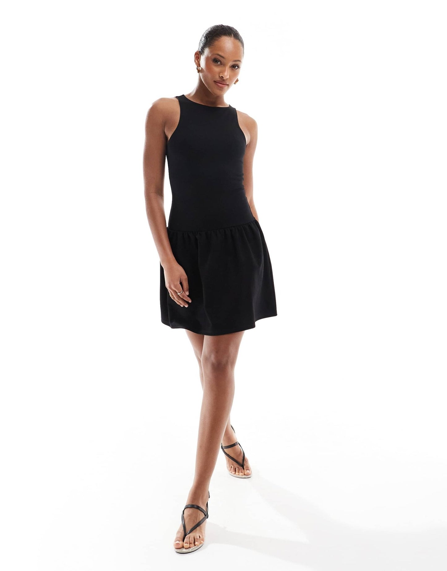 4th & Reckless sleeveless racerneck drop waist mini dress in black - ASOS Sample Sale EU Store