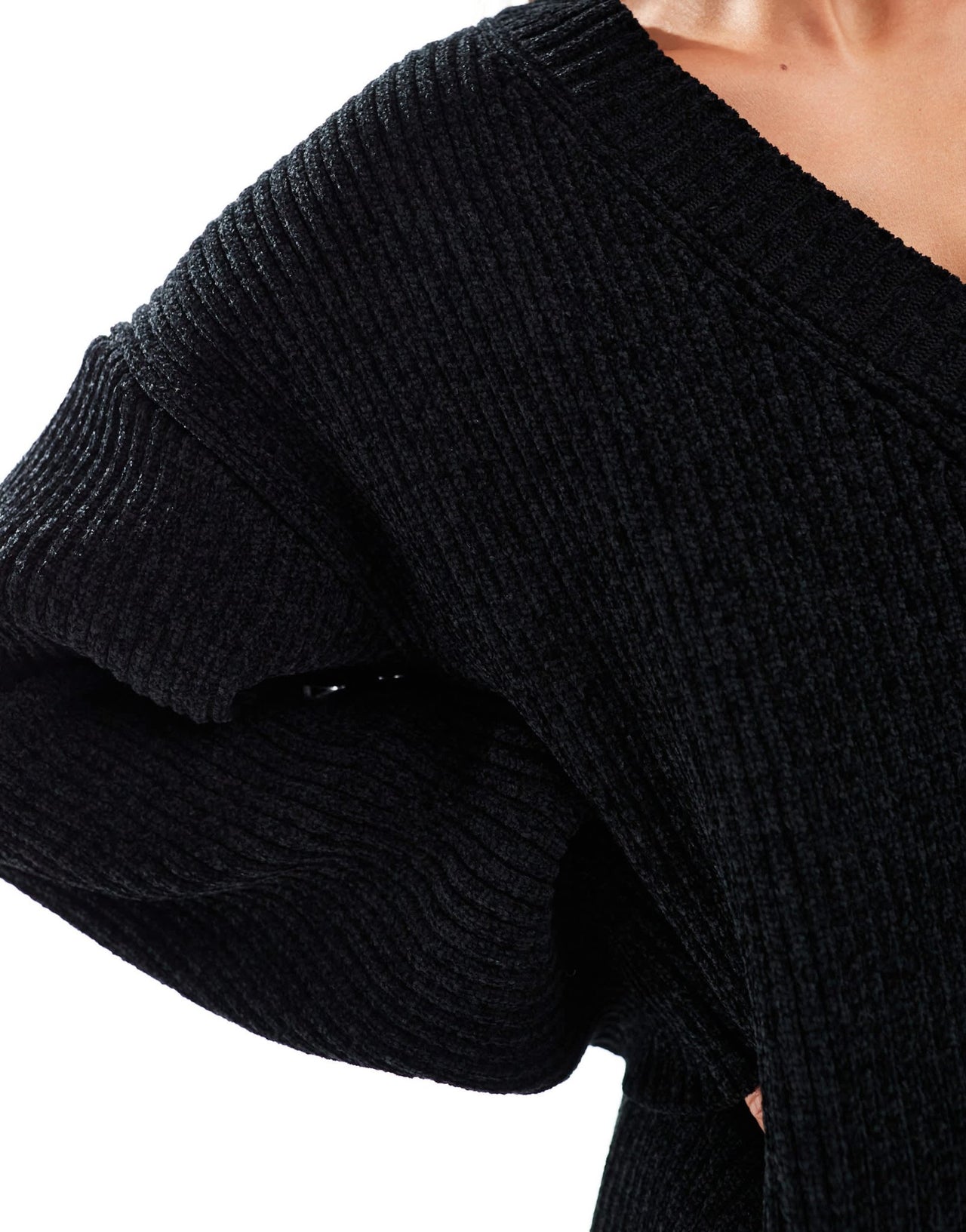 4th & Reckless soft rib v neck oversized jumper co - ord in black - ASOS Sample Sale EU Store