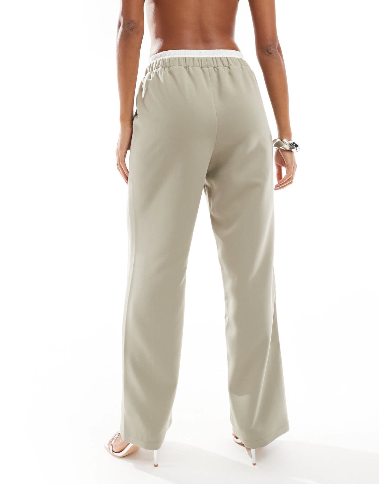 4th & Reckless tailored straight leg drawstring trousers co - ord in olive - ASOS Sample Sale EU Store
