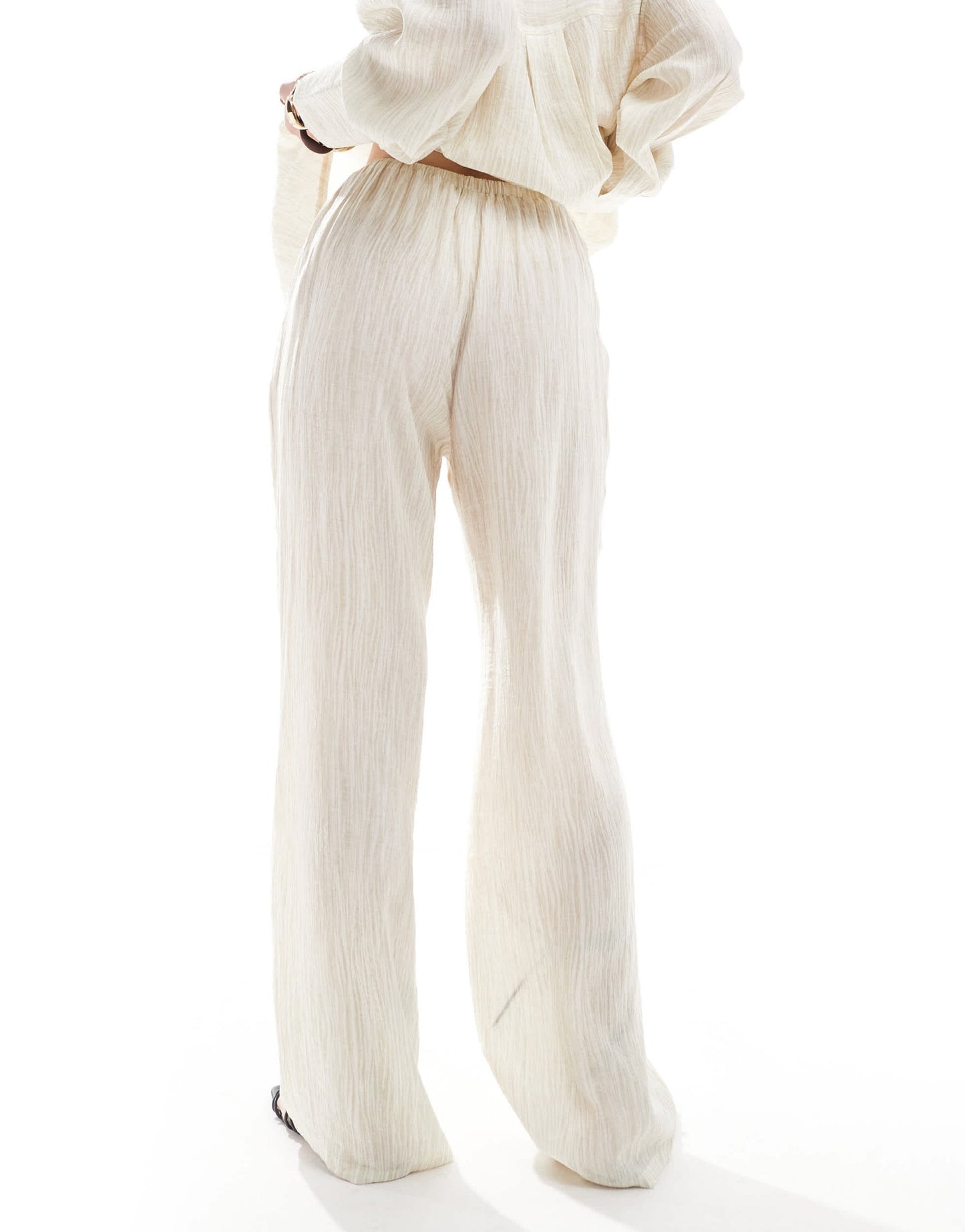4th & Reckless textured high waist beach trouser co - ord in beige - ASOS Sample Sale EU Store