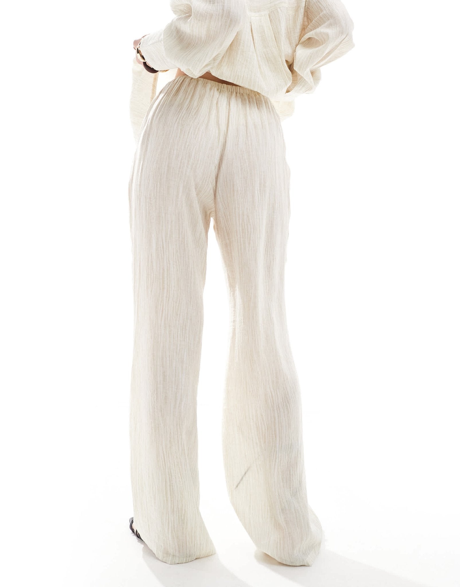 4th & Reckless textured high waist beach trouser co - ord in beige - ASOS Sample Sale EU Store