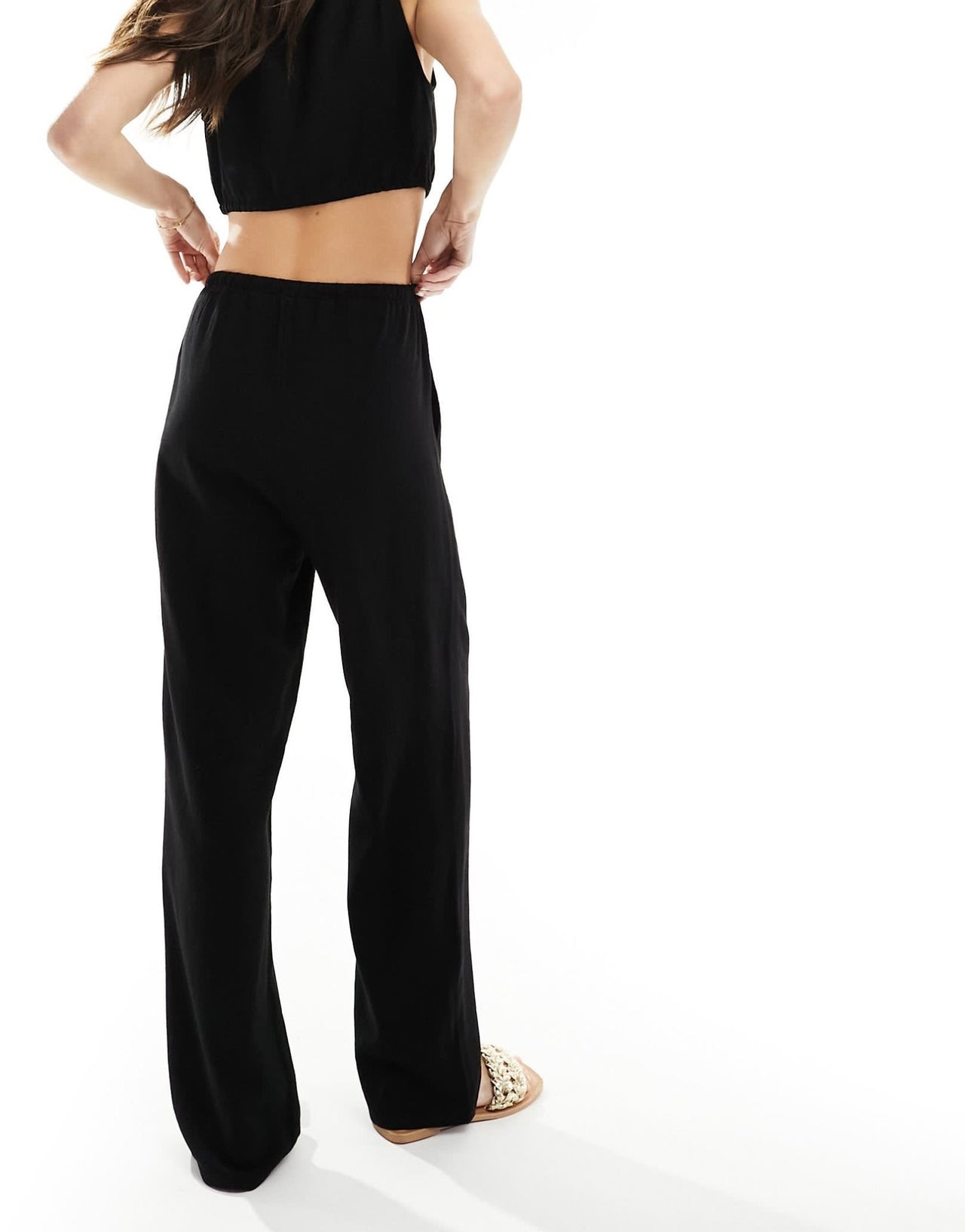 4th & Reckless tie front beach trouser co - ord in black - ASOS Sample Sale EU Store