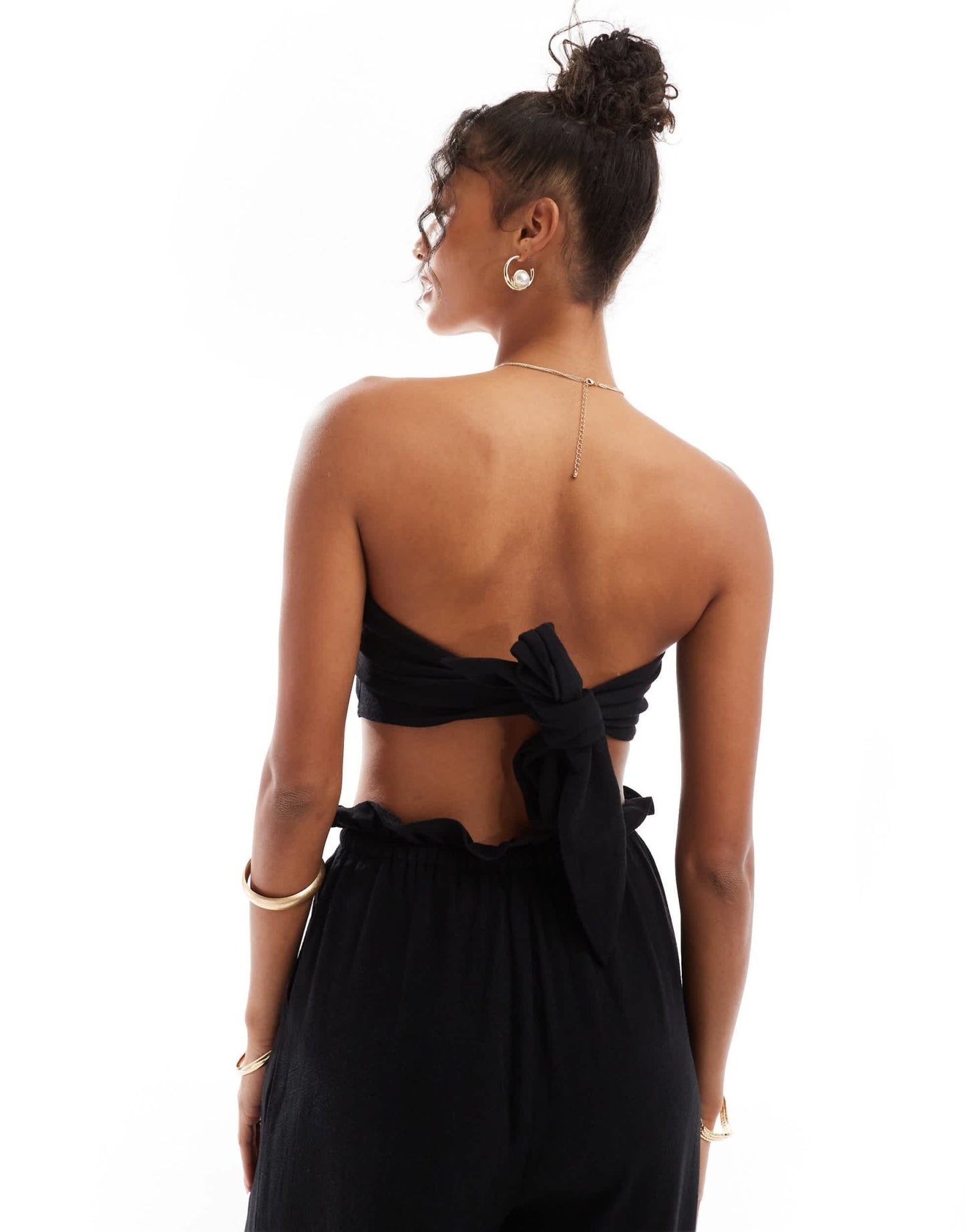 4th & Reckless tulum multiway bandeau crop beach top co - ord in black - ASOS Sample Sale EU Store