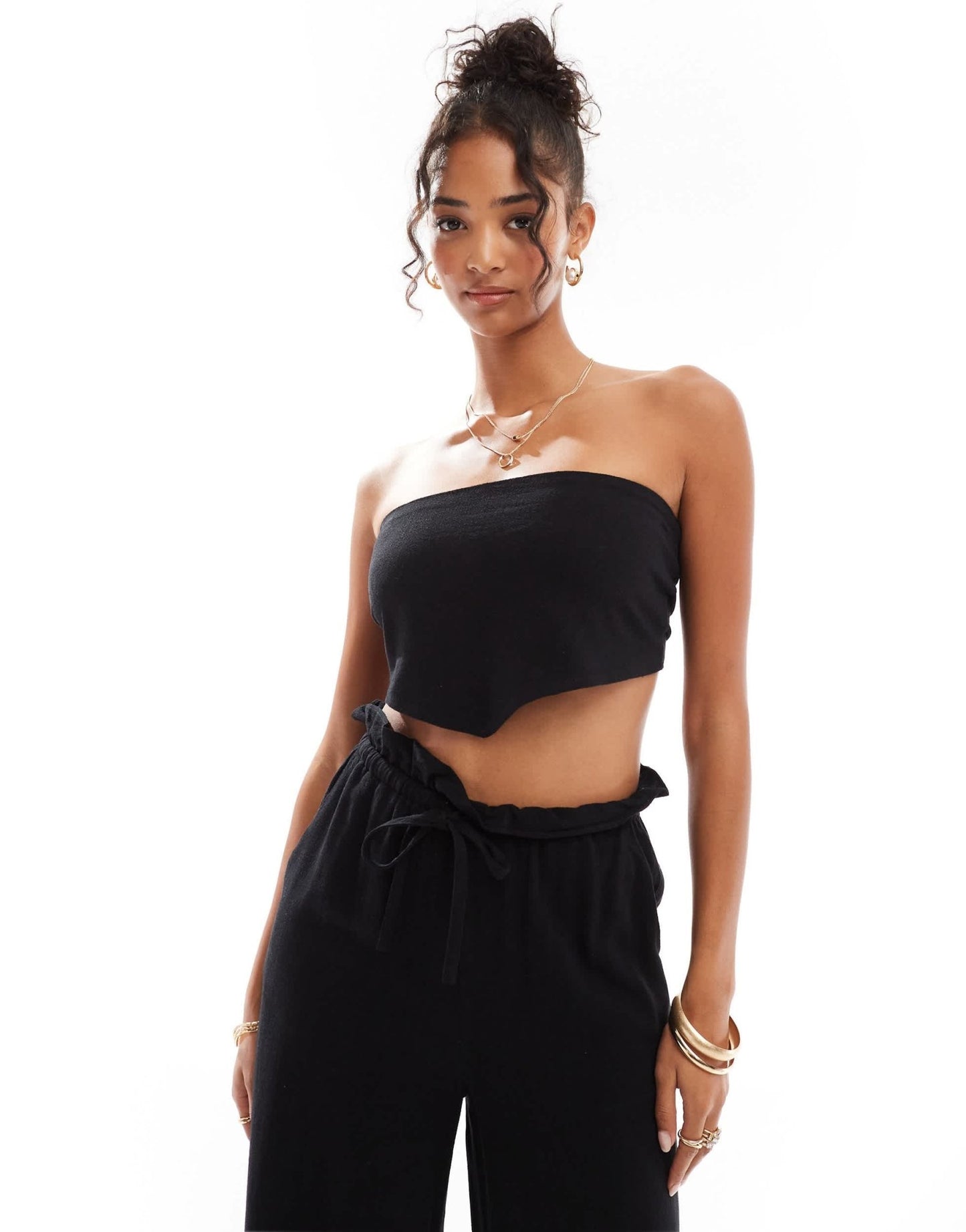 4th & Reckless tulum multiway bandeau crop beach top co - ord in black - ASOS Sample Sale EU Store