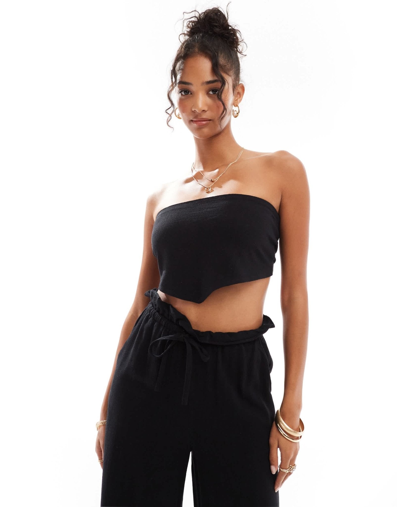 4th & Reckless tulum multiway bandeau crop beach top co - ord in black - ASOS Sample Sale EU Store
