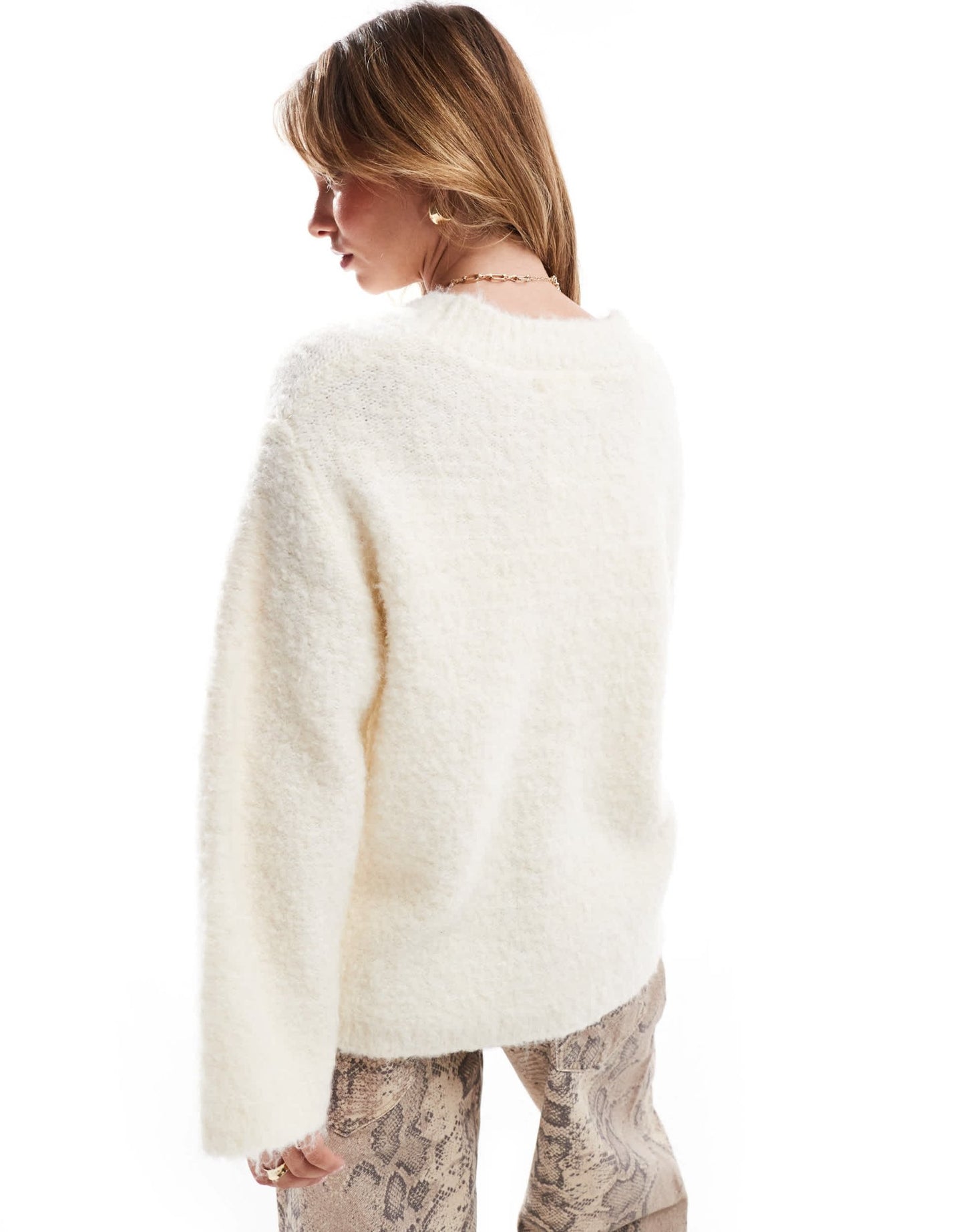 4th & Reckless wool mix button through longline cardigan in off white - ASOS Sample Sale EU Store