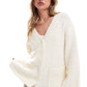 Cardigan lungo in misto lana con bottoni 4th & Reckless in bianco sporco