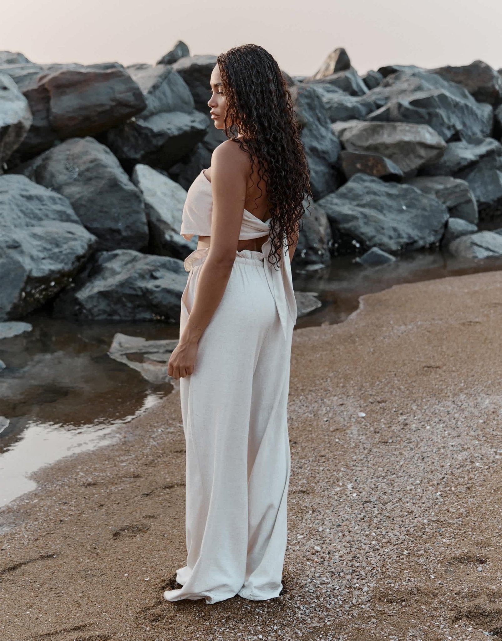 4th & Reckless x Loz Vassallo tulum linen beach trouser co - ord in beige - ASOS Sample Sale EU Store