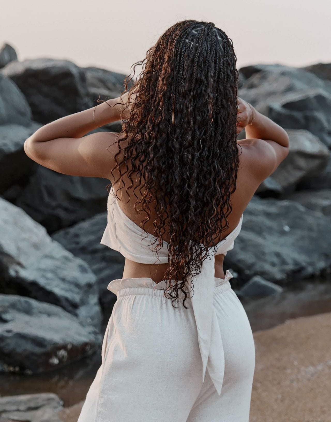 4th & Reckless x Loz Vassallo tulum multiway bandeau linen beach crop top co - ord in beige - ASOS Sample Sale EU Store