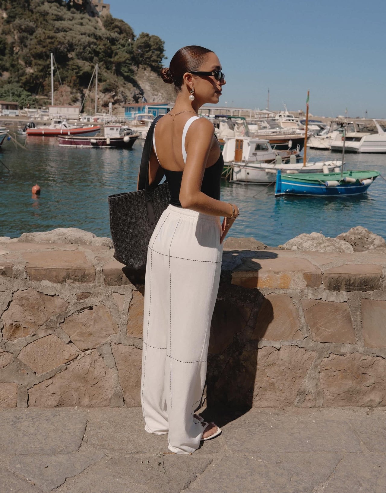 4th & Reckless x Luana Barron genevive black embroidery beach trouser co - ord in off white - ASOS Sample Sale EU Store