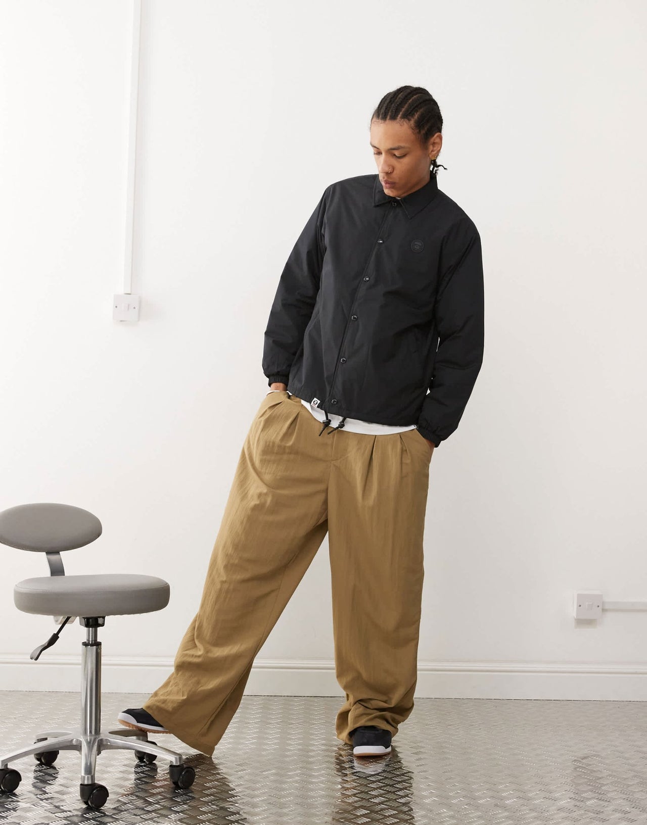 Aape By A Bathing Ape logo coach jacket in black - ASOS Sample Sale EU Store