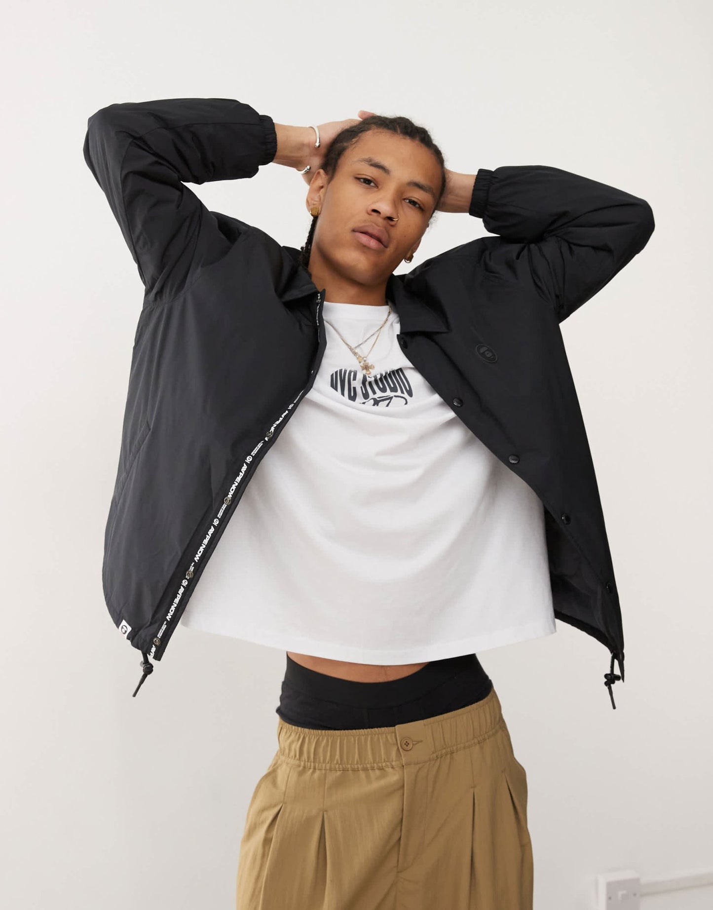 Aape By A Bathing Ape logo coach jacket in black - ASOS Sample Sale EU Store