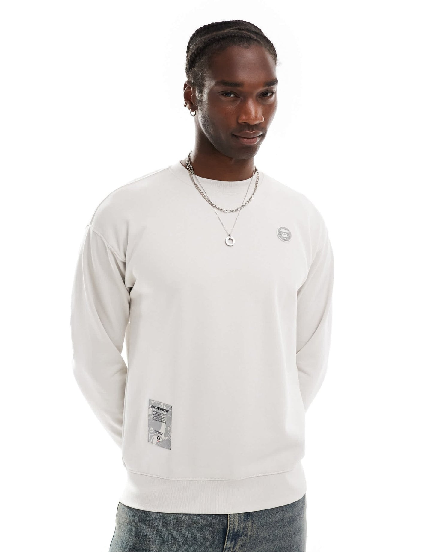 Aape by A Bathing Ape logo knit jumper in grey - ASOS Sample Sale EU Store