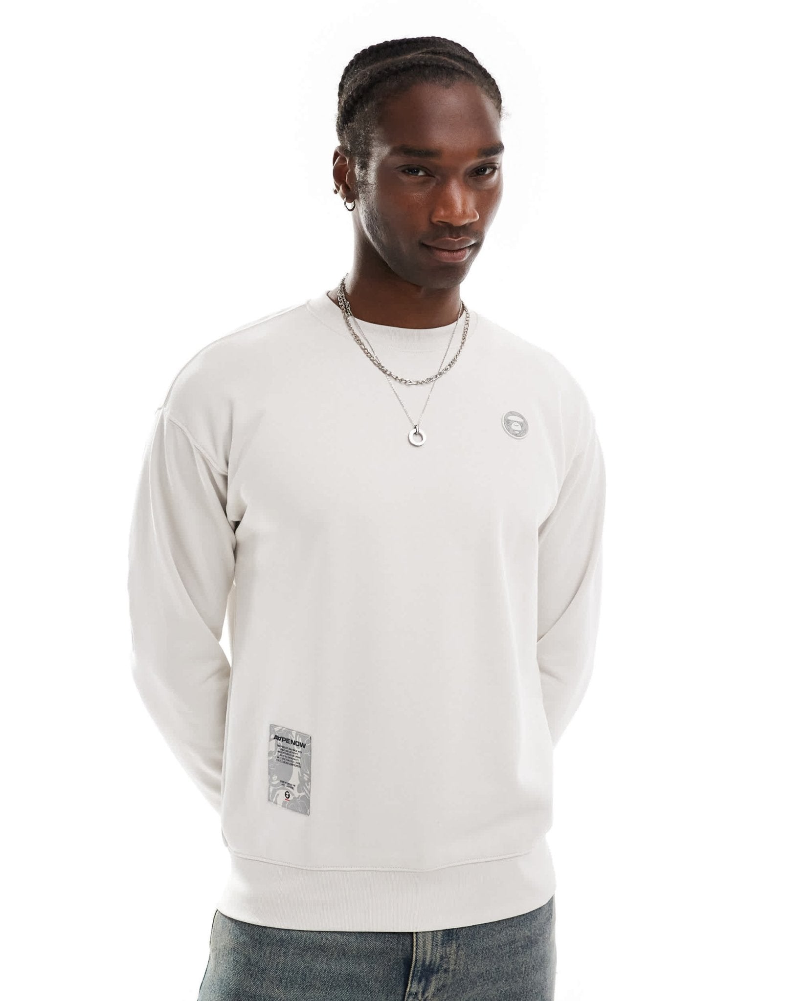 Aape by A Bathing Ape logo knit jumper in grey - ASOS Sample Sale EU Store