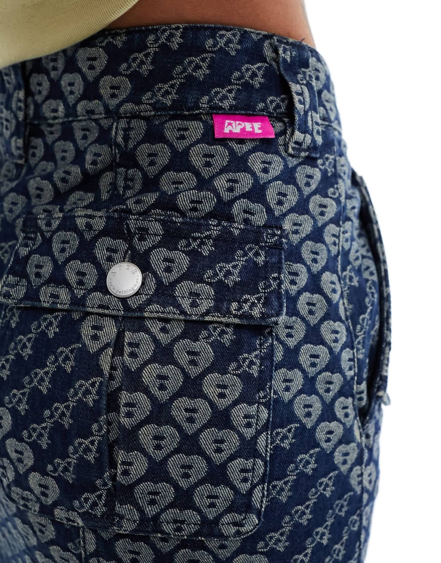Aape by A Bathing Ape logo monogram denim maxi skirt in mid wash - ASOS Sample Sale EU Store