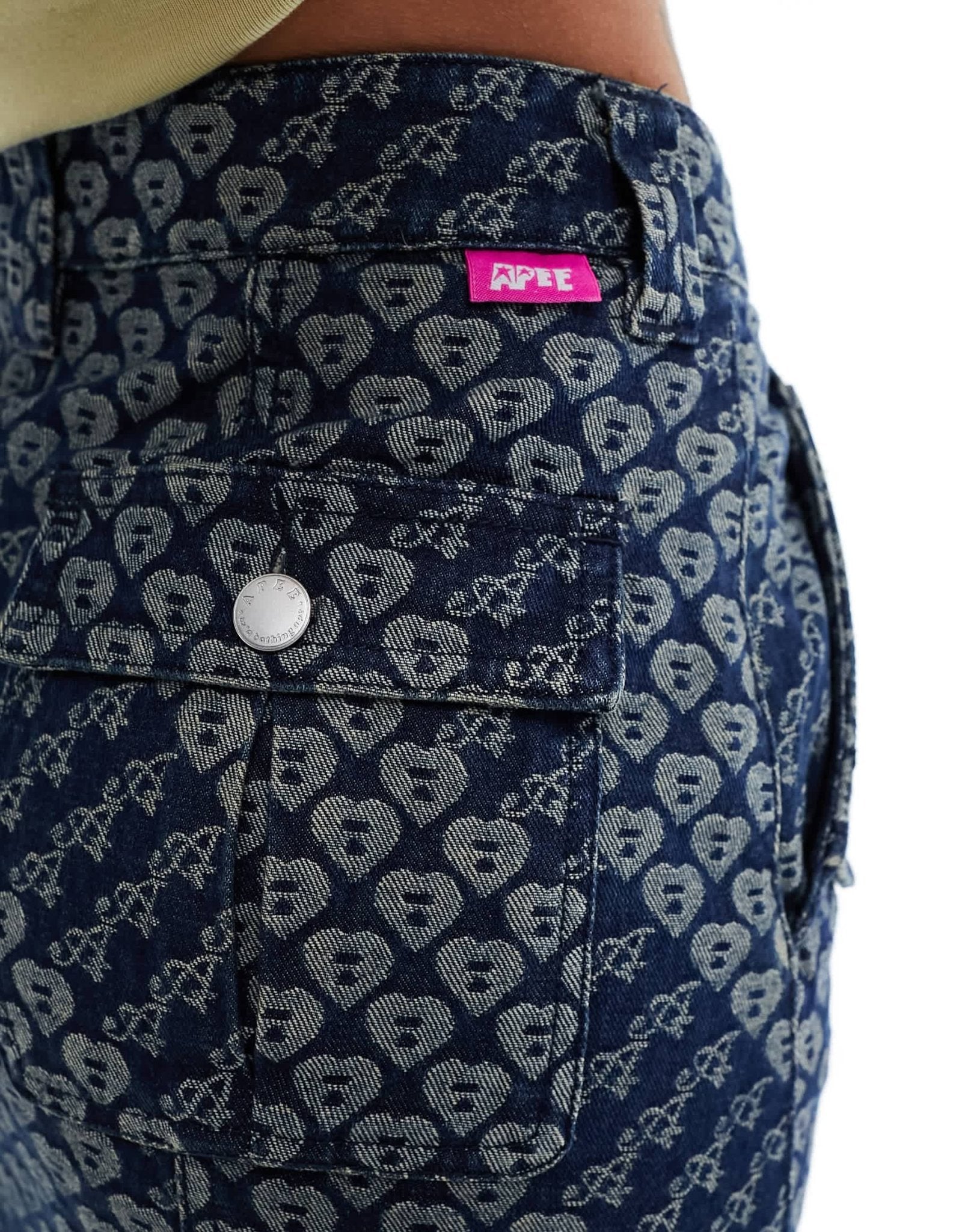 Aape by A Bathing Ape logo monogram denim maxi skirt in mid wash - ASOS Sample Sale EU Store