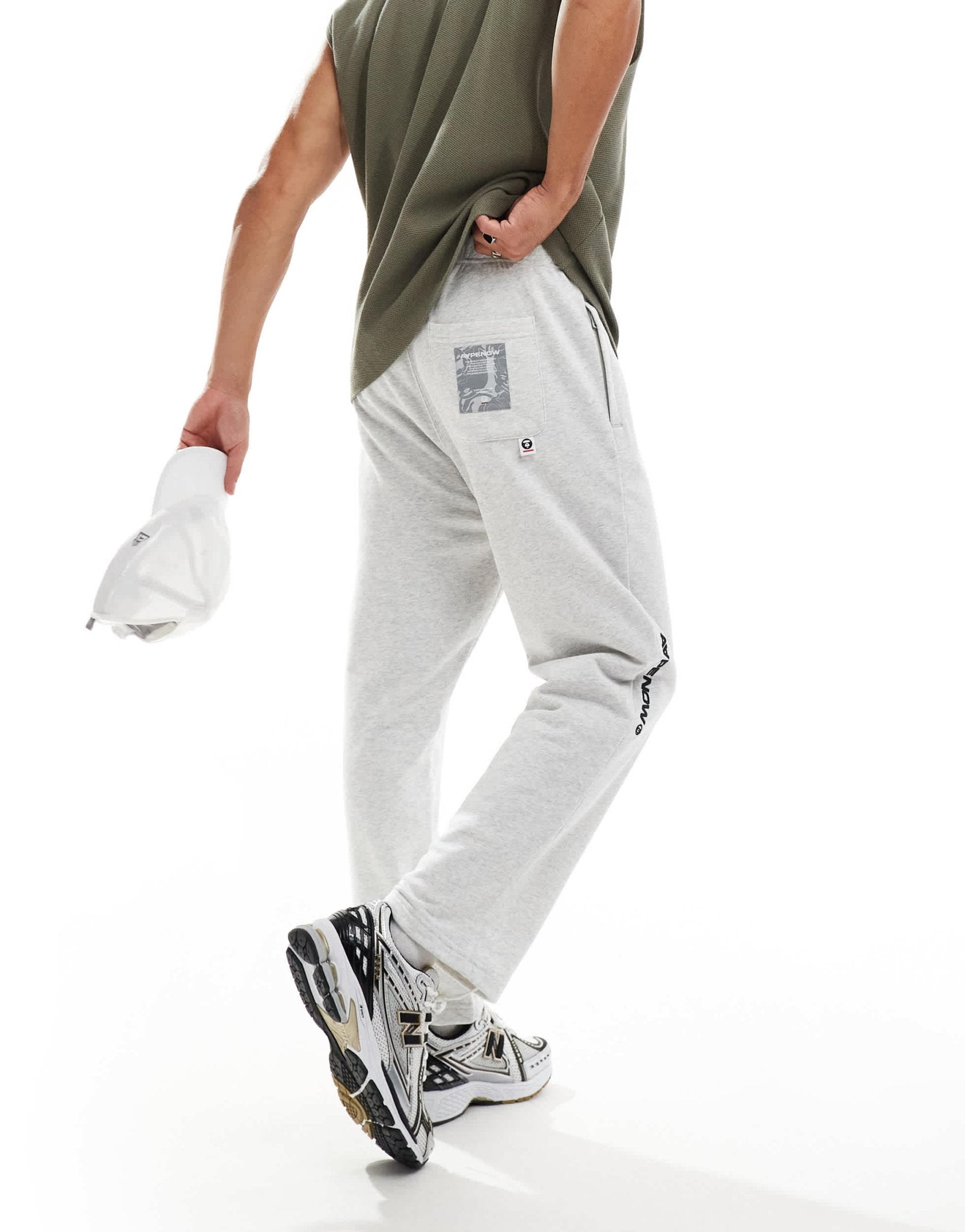 Aape By A Bathing Ape logo tapered joggers in grey marl - ASOS Sample Sale EU Store