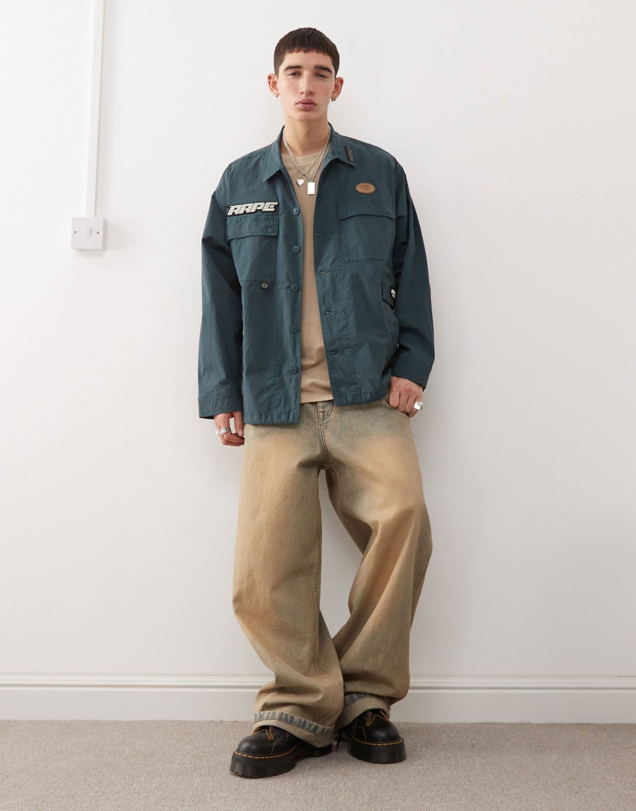 Aape By A Bathing Ape long sleeve faded print shirt in grey multi - ASOS Sample Sale EU Store