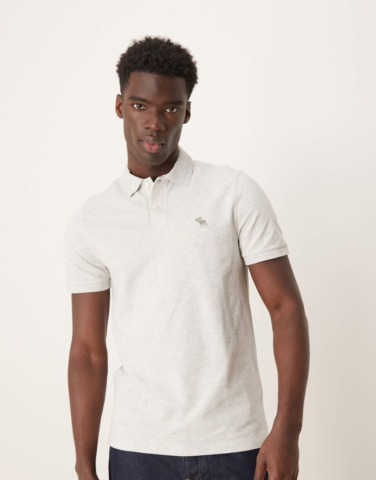 Abercombie & Fitch puffy moose icon logo crew neck t-shirt in dark grey - ASOS Sample Sale EU Store