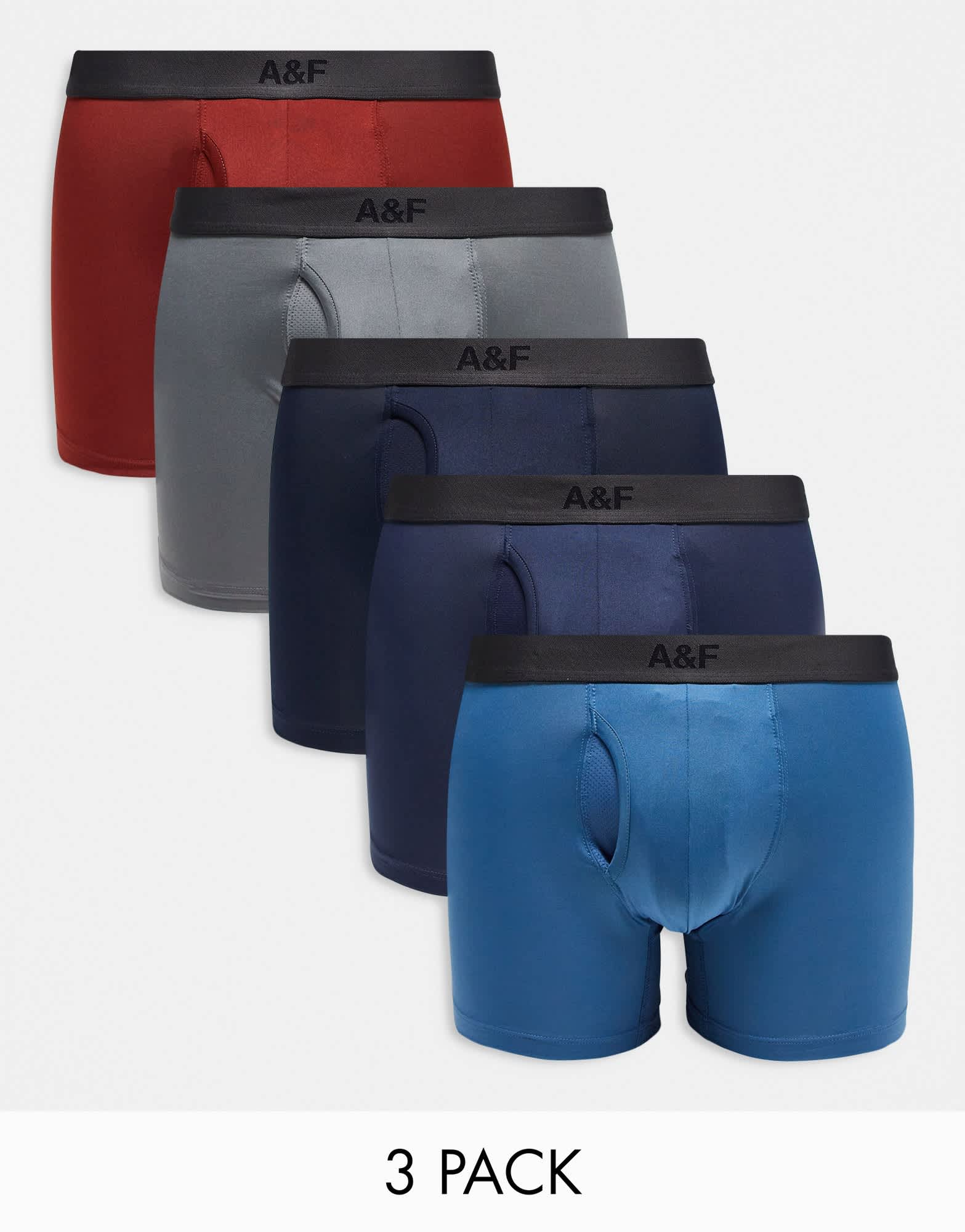 Abercrombie & Fitch 5 - pack trunks with contrast waistband in grey/red/blue - ASOS Sample Sale EU Store