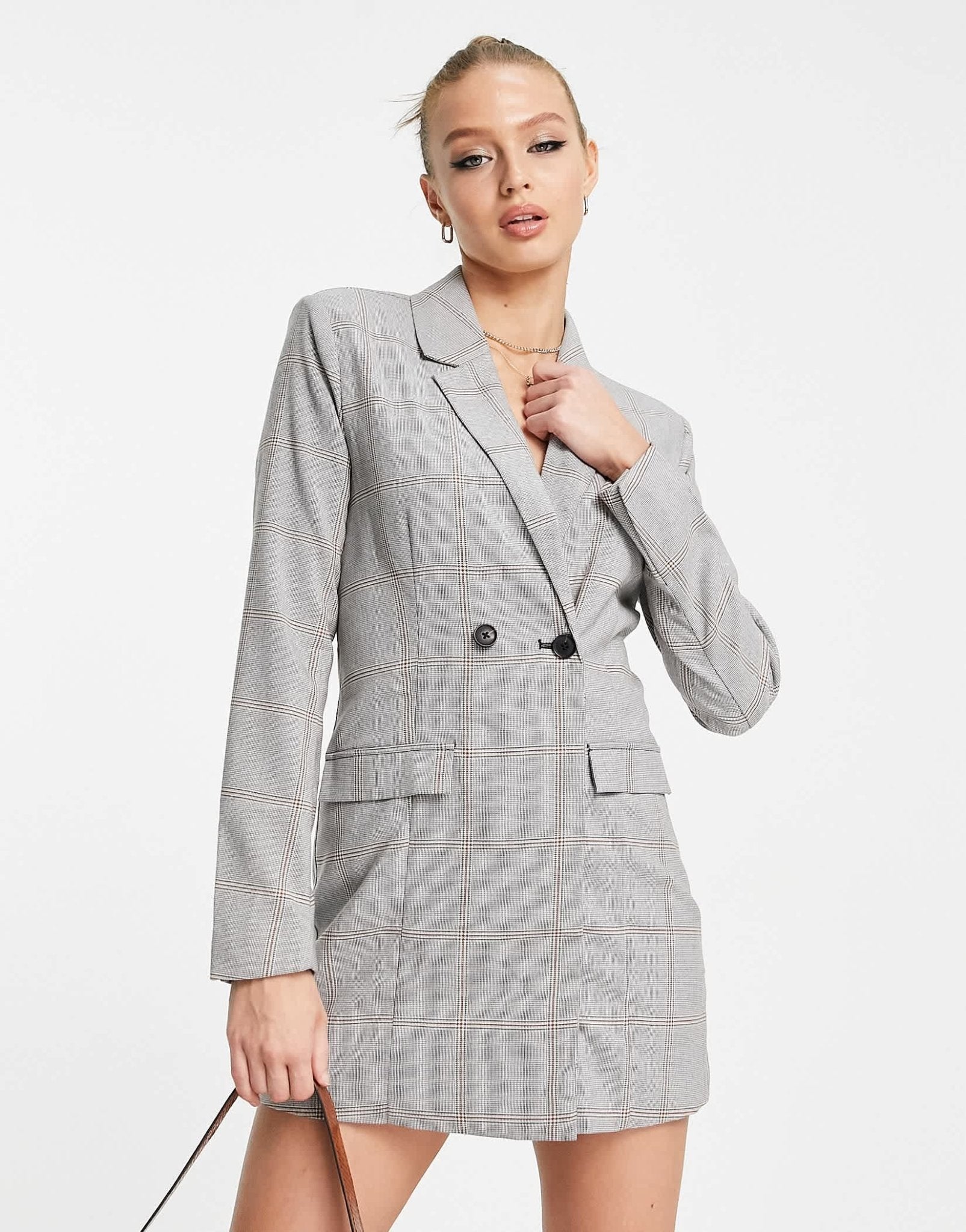 Abercrombie & Fitch check blazer dress in dark grey - ASOS Sample Sale EU Store