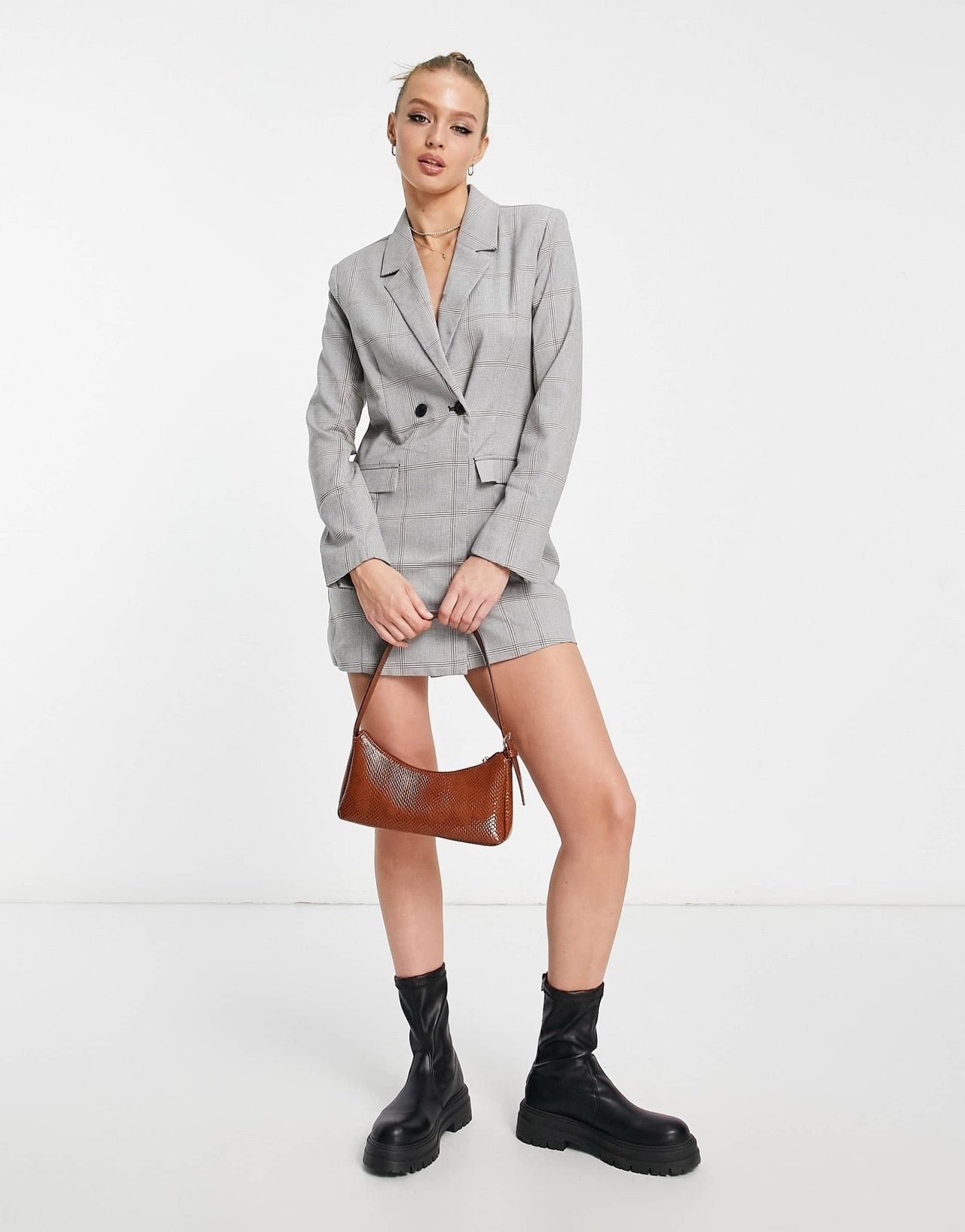Abercrombie & Fitch check blazer dress in dark grey - ASOS Sample Sale EU Store