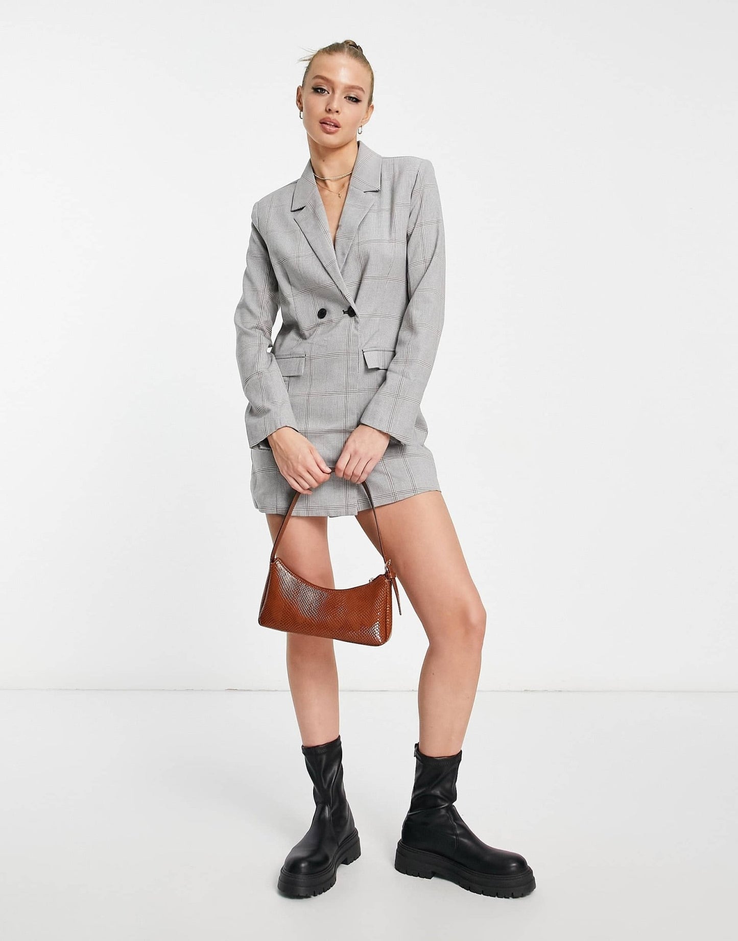 Abercrombie & Fitch check blazer dress in dark grey - ASOS Sample Sale EU Store