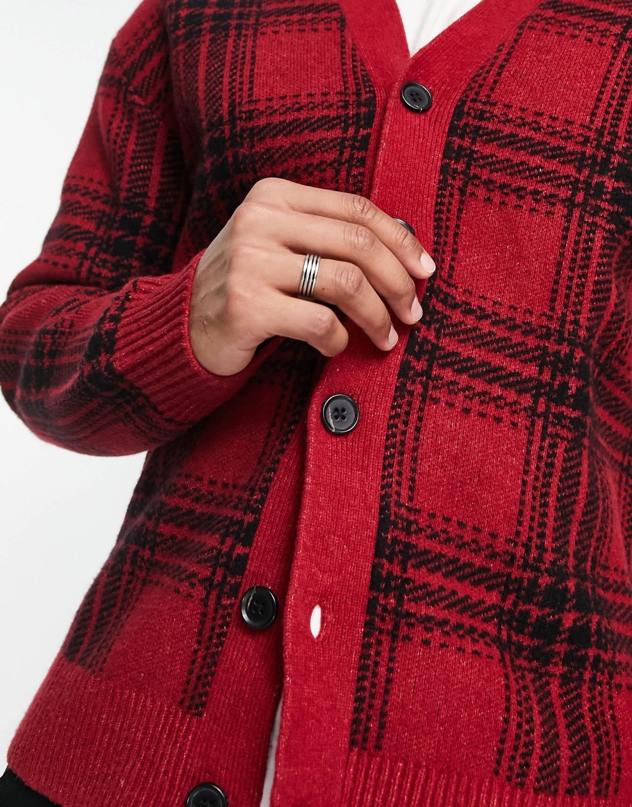 Abercrombie & Fitch check knit cardigan in red - ASOS Sample Sale EU Store