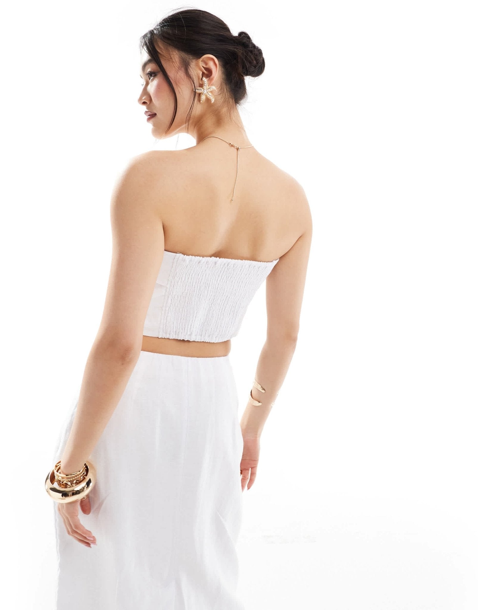 Abercrombie & Fitch co - ord linen scallop edged top in white - ASOS Sample Sale EU Store