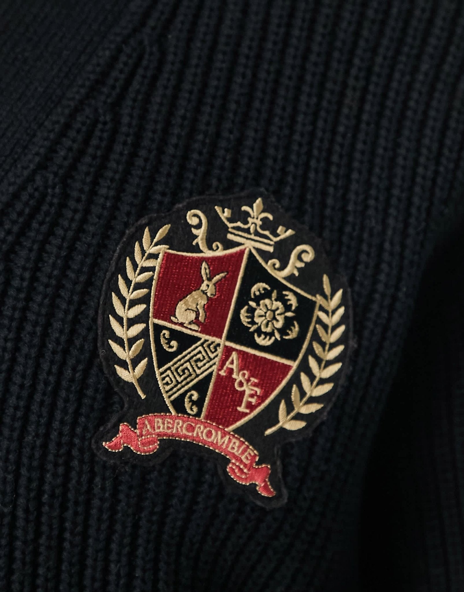 Abercrombie & Fitch crest logo knit cardigan in black - ASOS Sample Sale EU Store