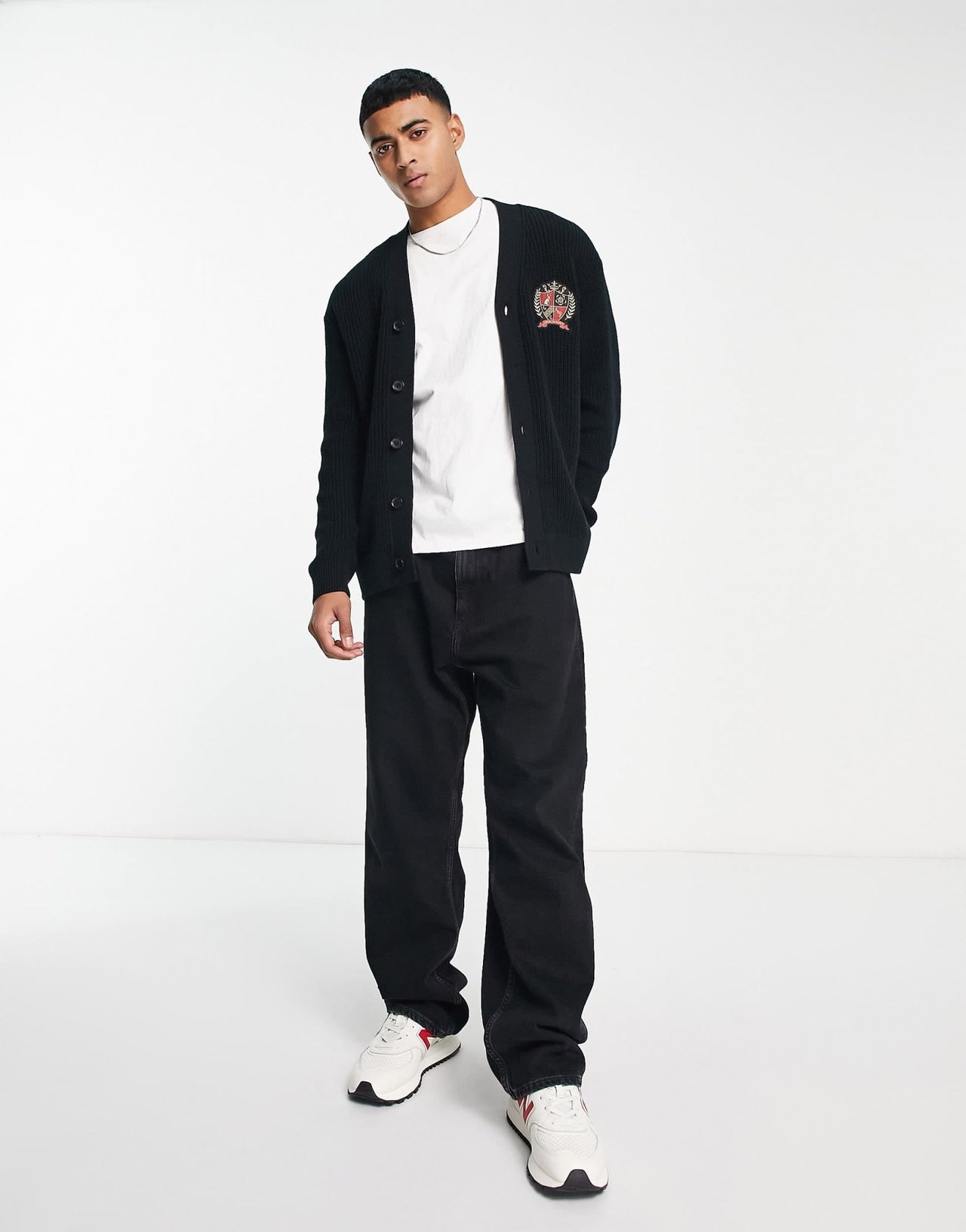 Abercrombie & Fitch crest logo knit cardigan in black - ASOS Sample Sale EU Store