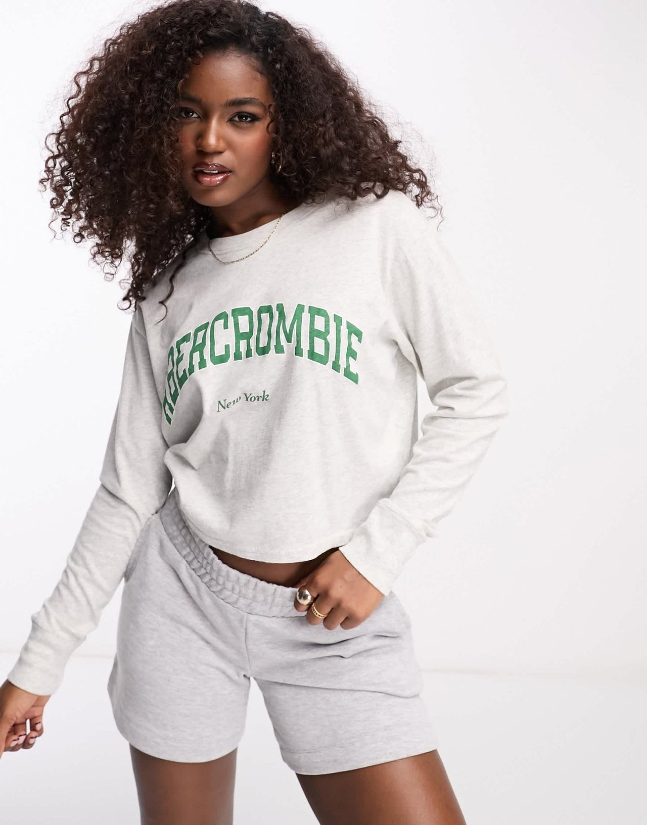 Abercrombie & Fitch cropped chest logo sweatshirt in grey - ASOS Sample Sale EU Store