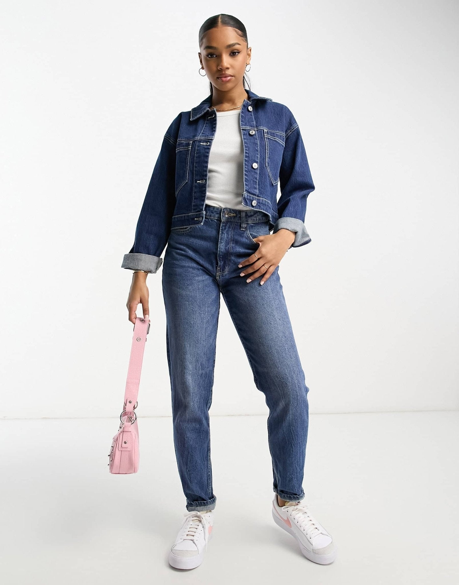 Abercrombie & Fitch cropped denim jacket in dark blue - ASOS Sample Sale EU Store