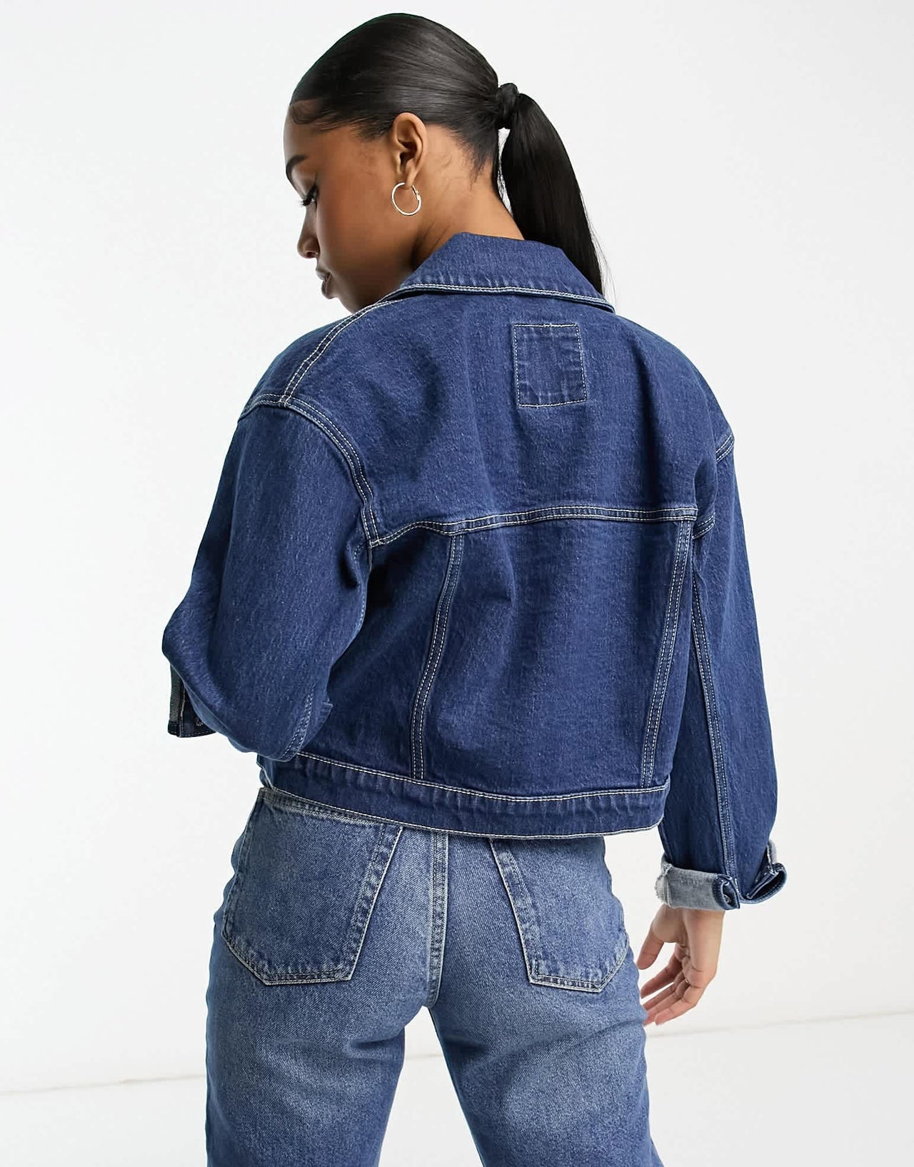 Abercrombie & Fitch cropped denim jacket in dark blue - ASOS Sample Sale EU Store