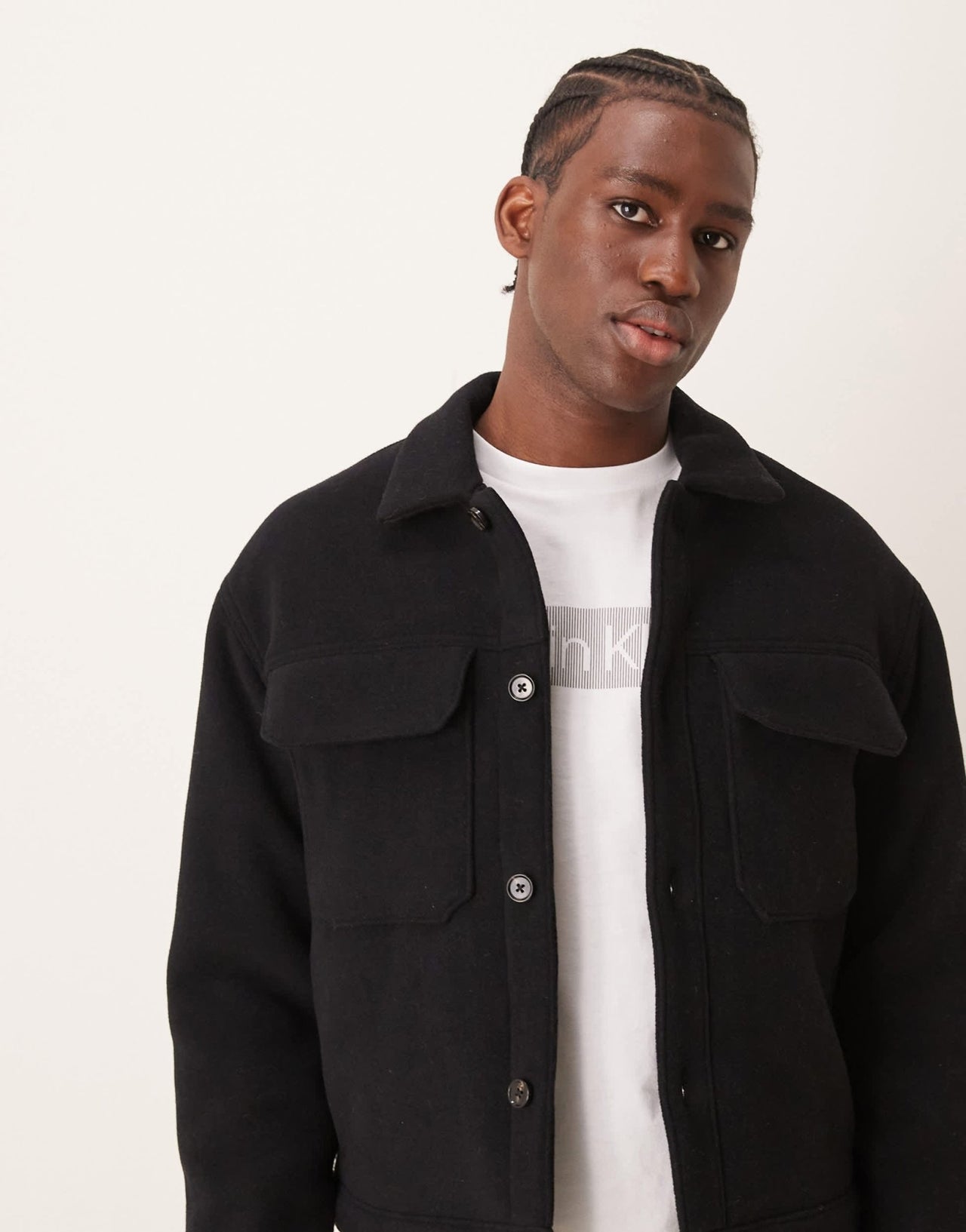 Abercrombie & Fitch cropped dressy twill wool blend trucker in charcoal - ASOS Sample Sale EU Store