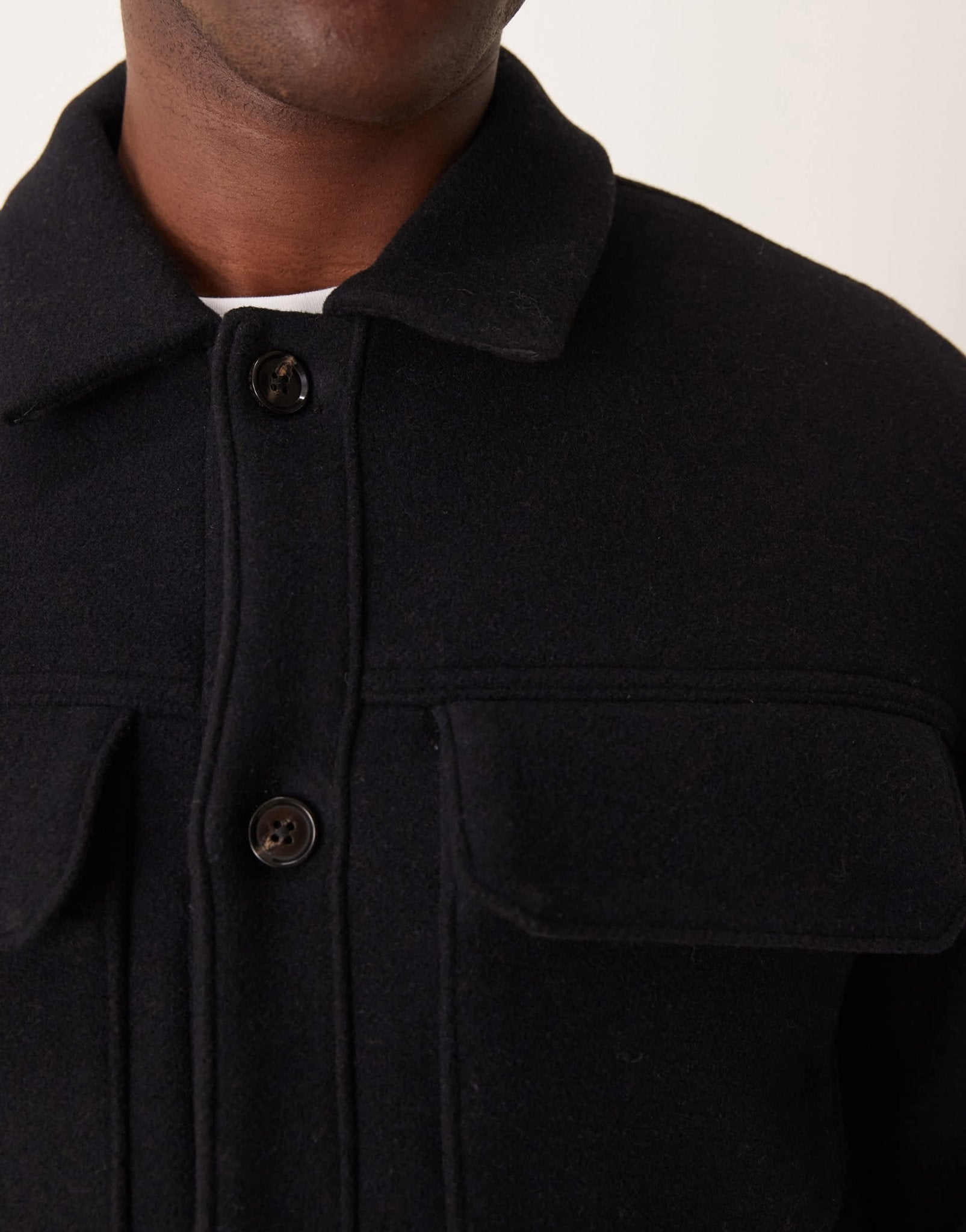 Abercrombie & Fitch cropped dressy twill wool blend trucker in charcoal - ASOS Sample Sale EU Store