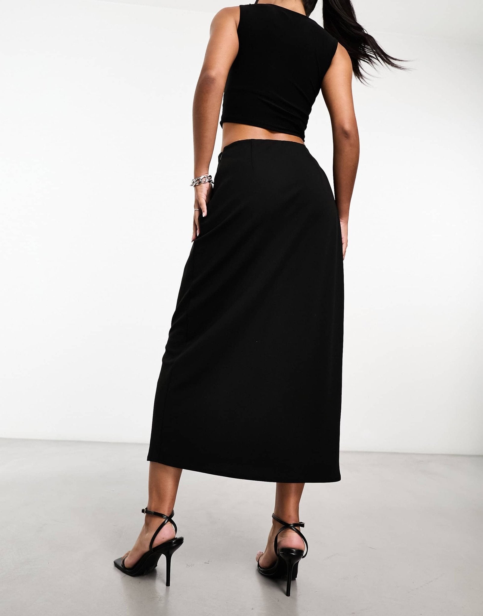 Abercrombie & Fitch draped front midi skirt in black - ASOS Sample Sale EU Store