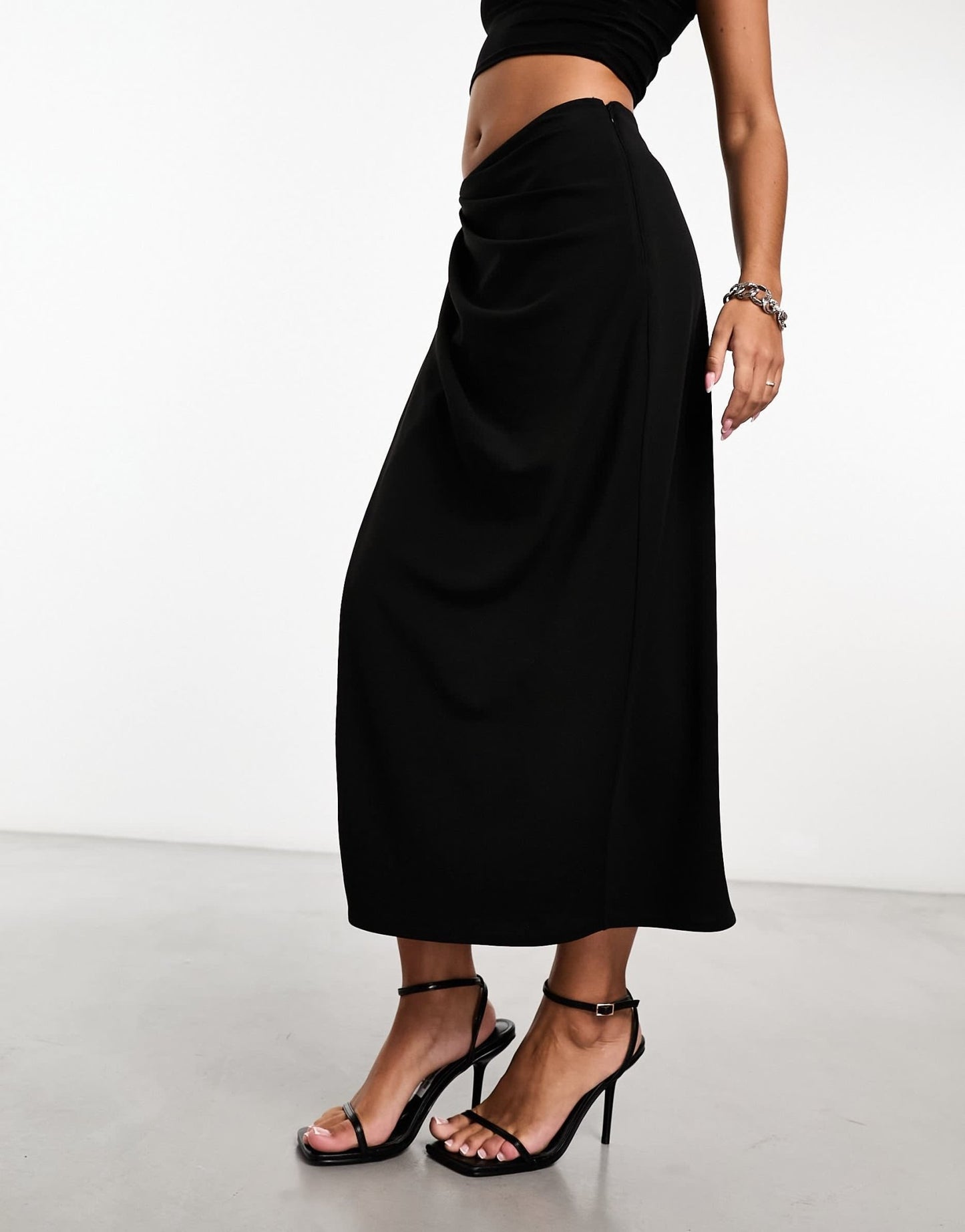 Abercrombie & Fitch draped front midi skirt in black - ASOS Sample Sale EU Store