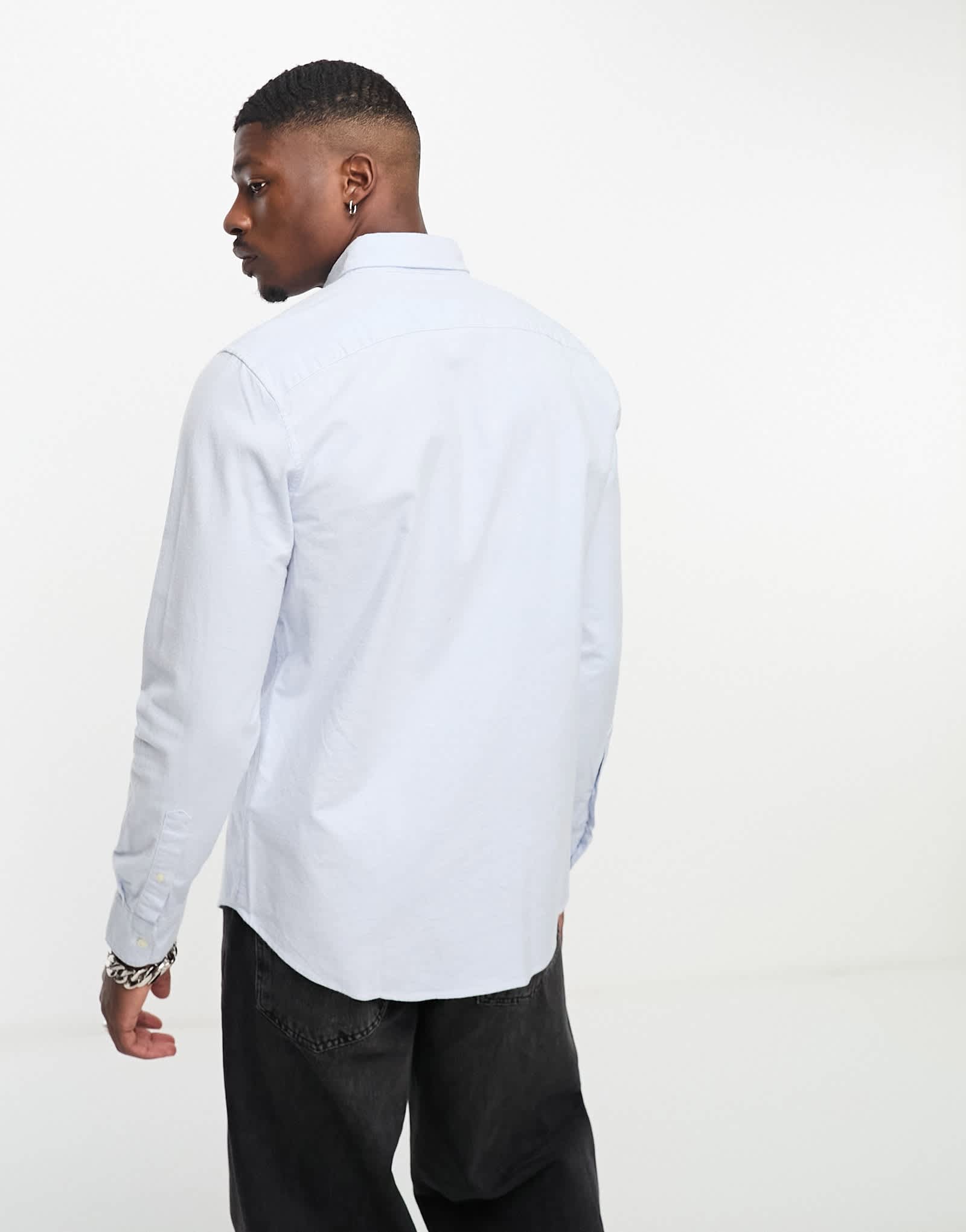 Abercrombie & Fitch elevated icon logo relaxed fit oxford shirt in light blue - ASOS Sample Sale EU Store