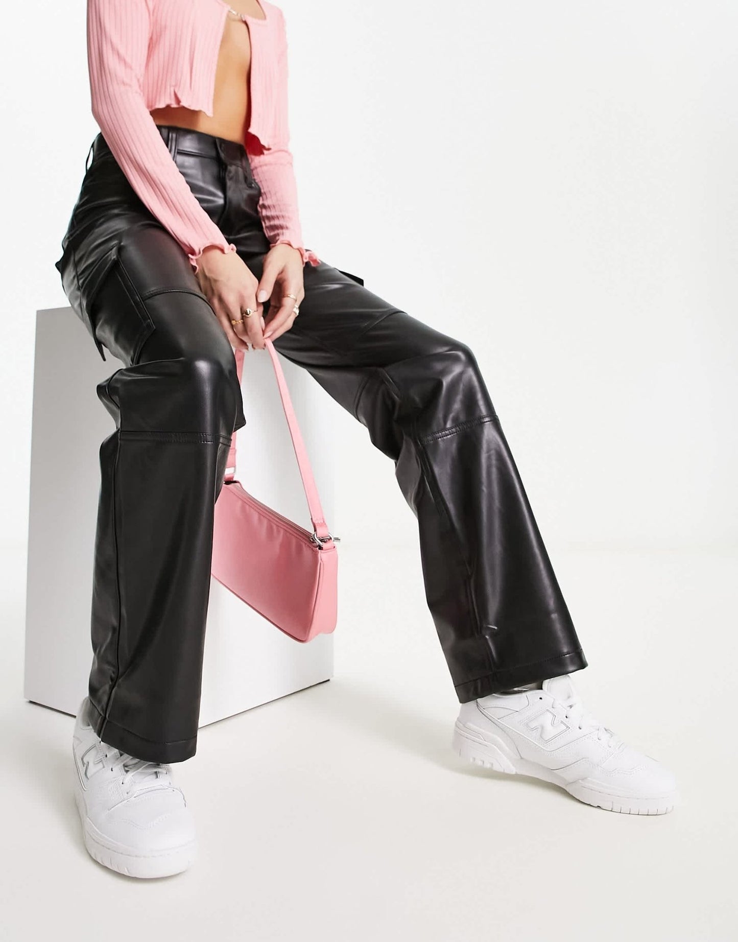 Abercrombie & Fitch faux leather 90's relaxed cargo in black - ASOS Sample Sale EU Store
