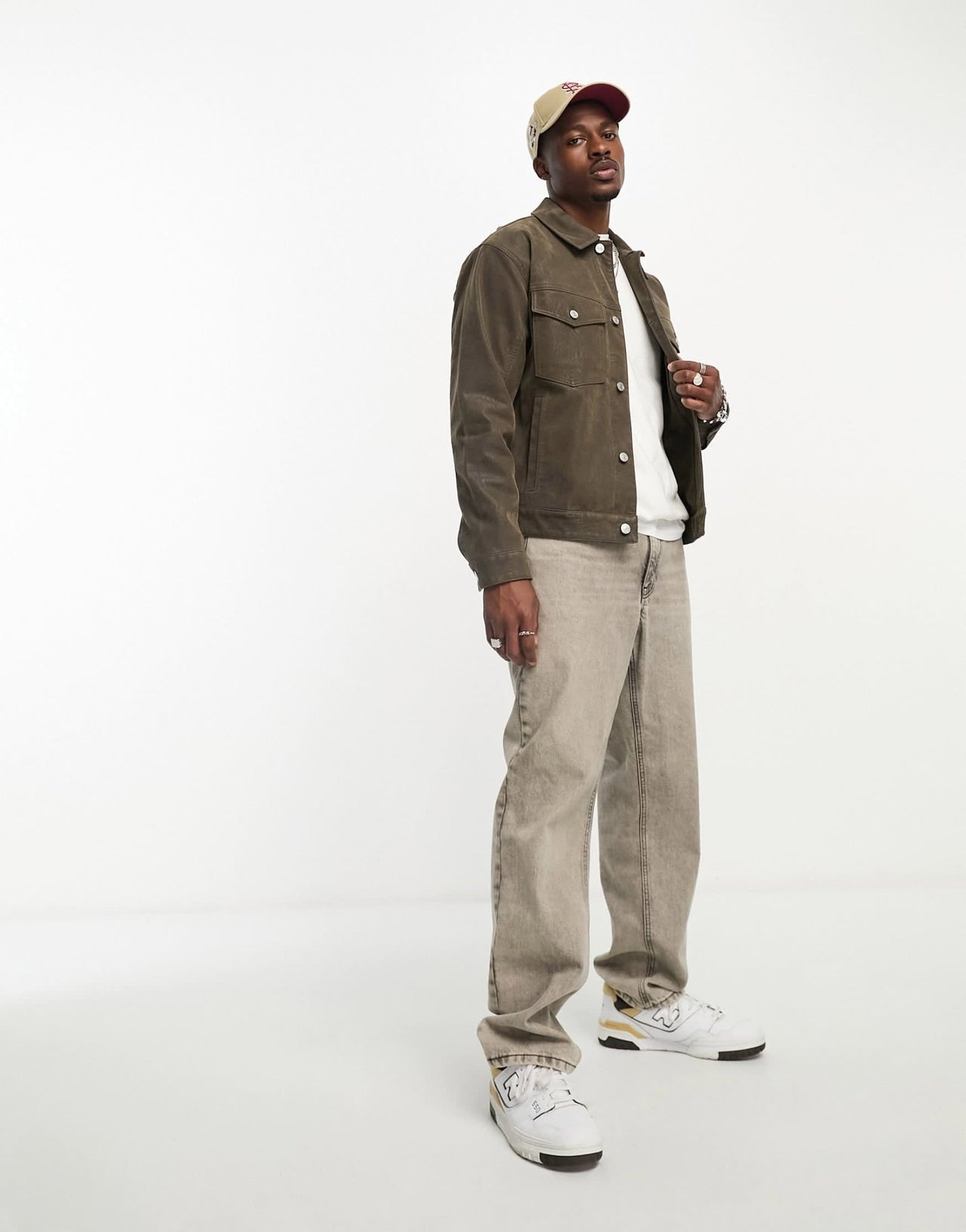 Abercrombie & Fitch faux suede trucker jacket in olive green - ASOS Sample Sale EU Store