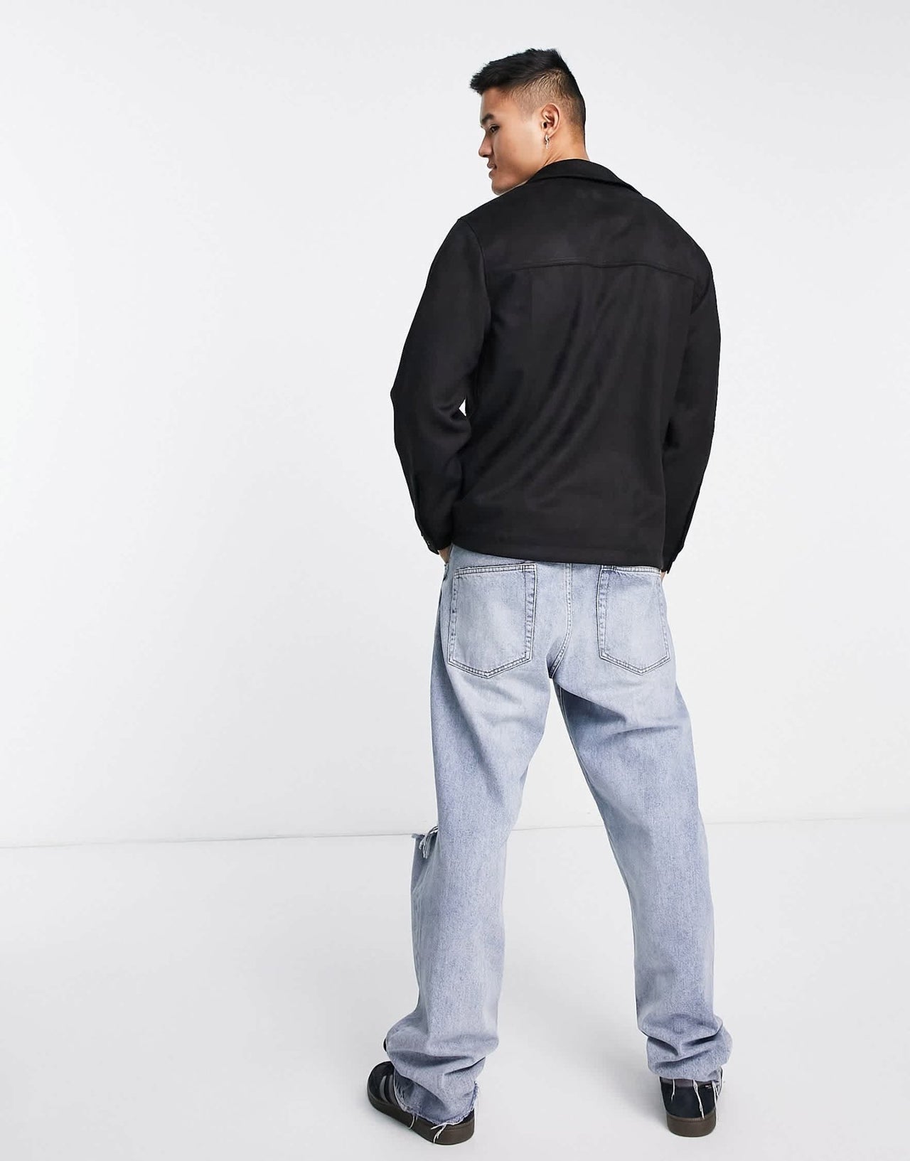 Abercrombie & Fitch faux suede zip front shirt jacket in black - ASOS Sample Sale EU Store