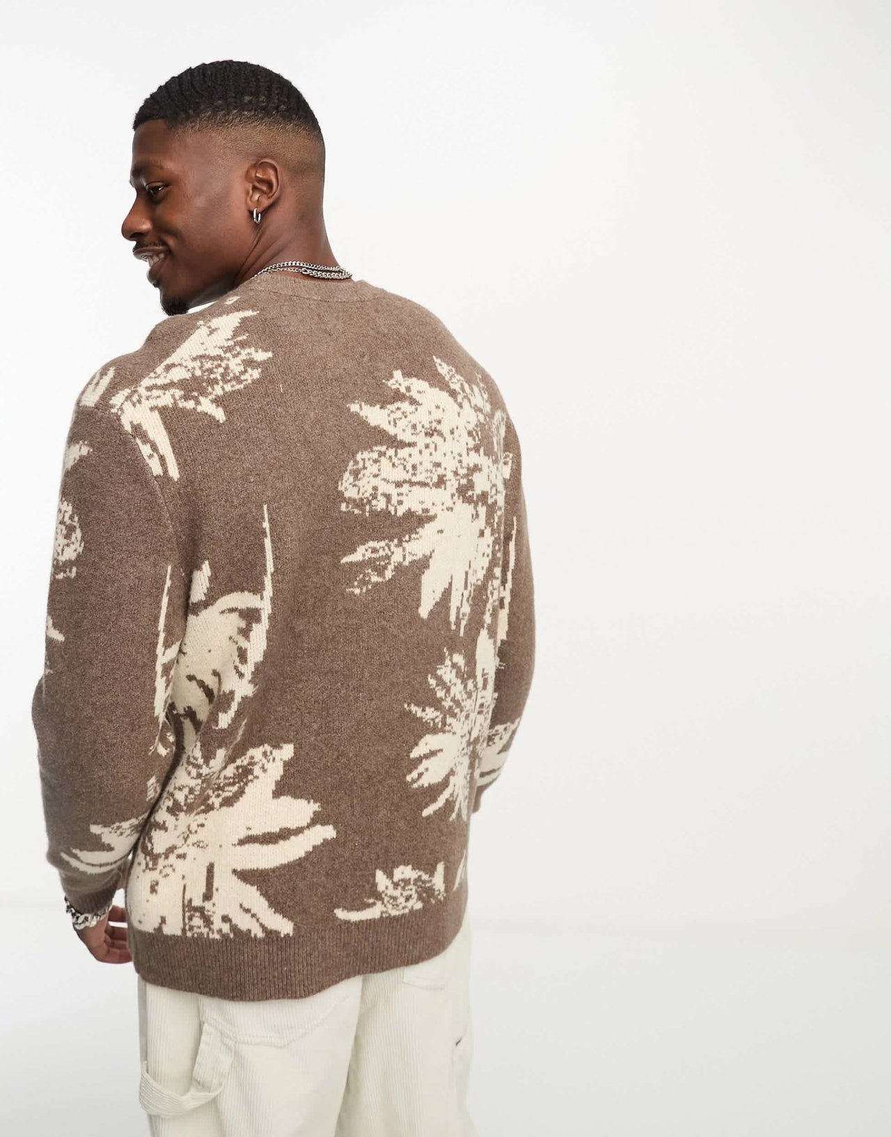 Abercrombie & Fitch floral crewneck knit jumper in brown - ASOS Sample Sale EU Store
