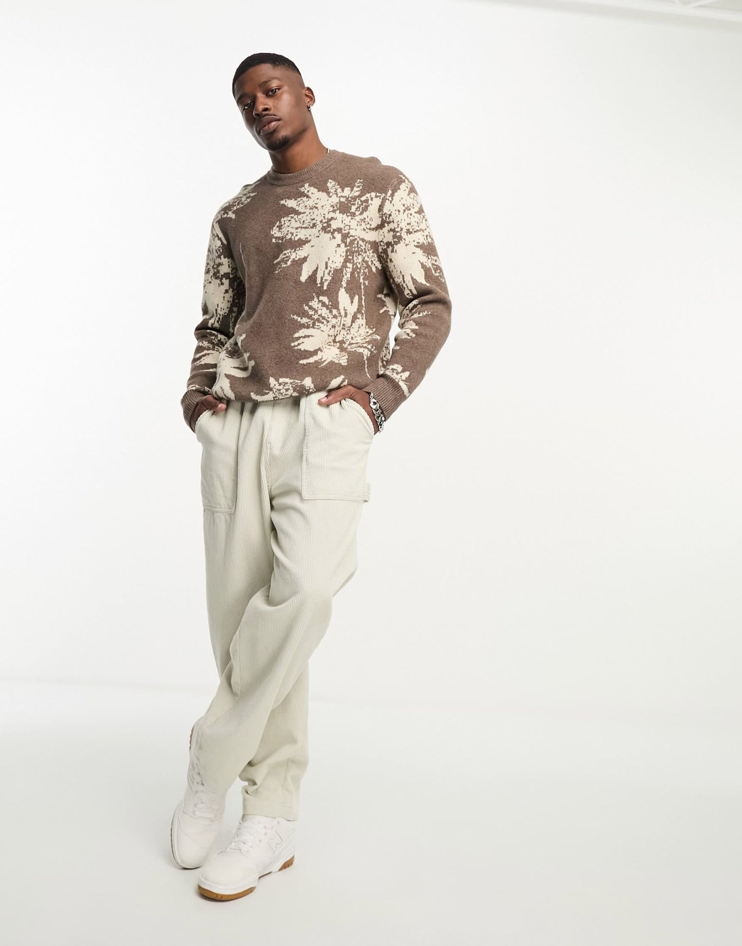 Abercrombie & Fitch floral crewneck knit jumper in brown - ASOS Sample Sale EU Store